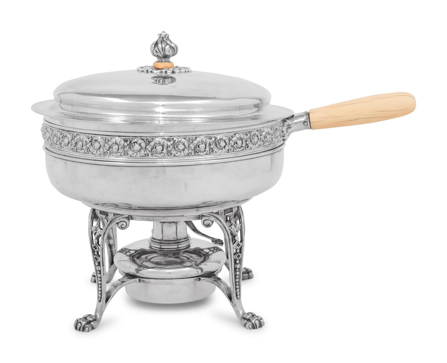 A Tiffany & Co. Silver Chafing Dish on Stand