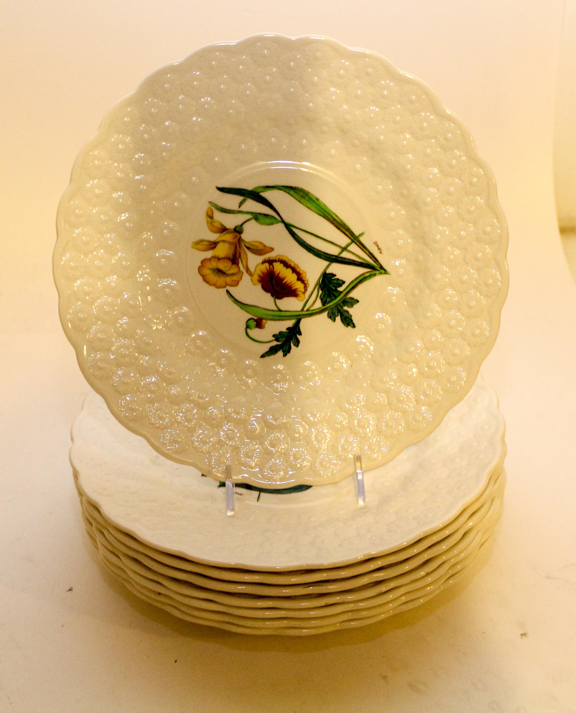 A Set of Eight Spode Botanical Plates. Diameter 9 inches.
