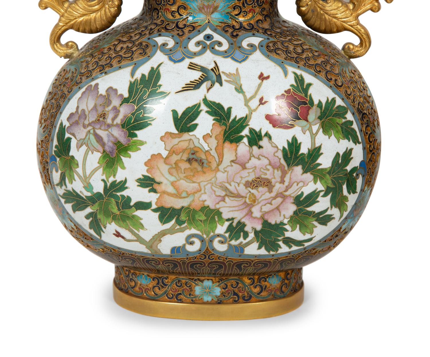 A Pair of Chinese Export Cloisonné Double-Gourd Vases