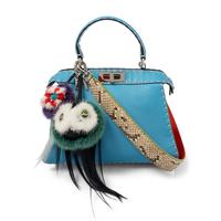 Fendi, Blue Leather Medium Peekaboo Bag