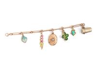 ANTIQUE, YELLOW GOLD CHARM BRACELET
