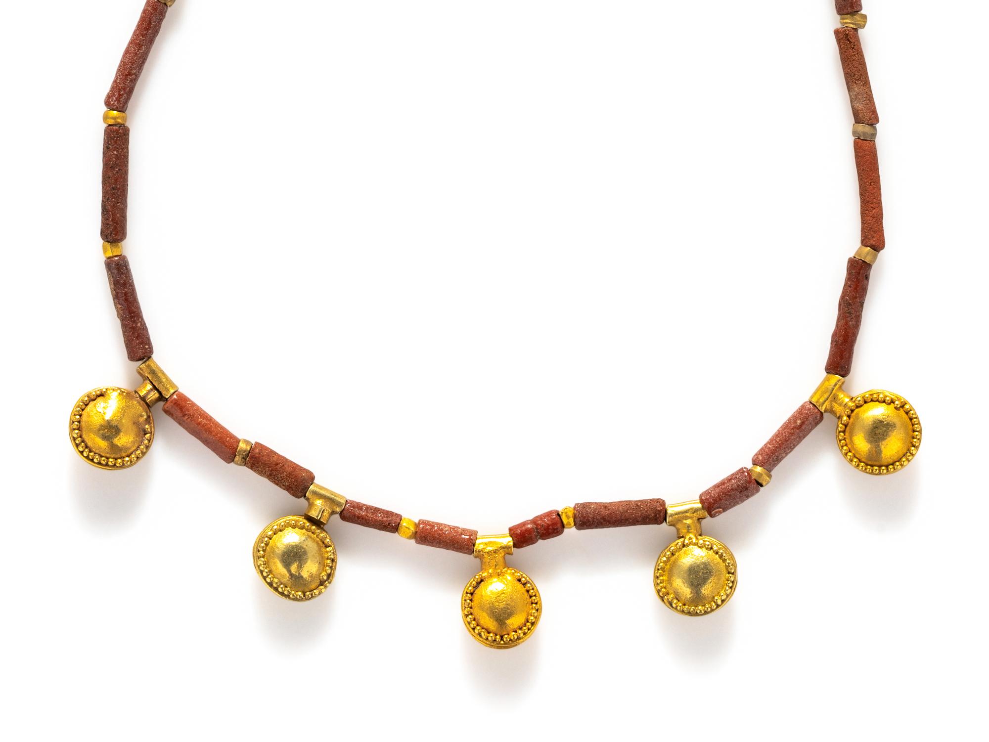 An Egyptian Faience and Gold Bead Necklace
