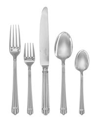 A French Silver-Plate Flatware Service, Christofle, Paris, 20th Century, Aria pattern, comprising: 15 dinner knives 10 dinner forks 10
