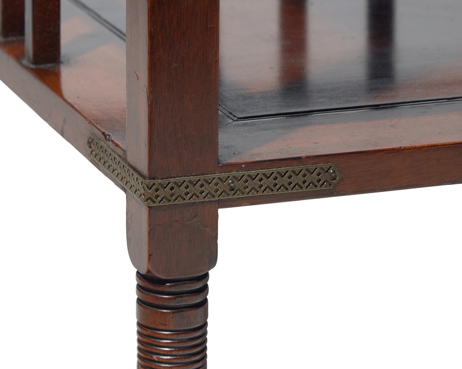 An Aesthetic Inlaid Amaranth Tiered Table, A. & H. Lejambre, Philadelphia, PA, Circa 1880