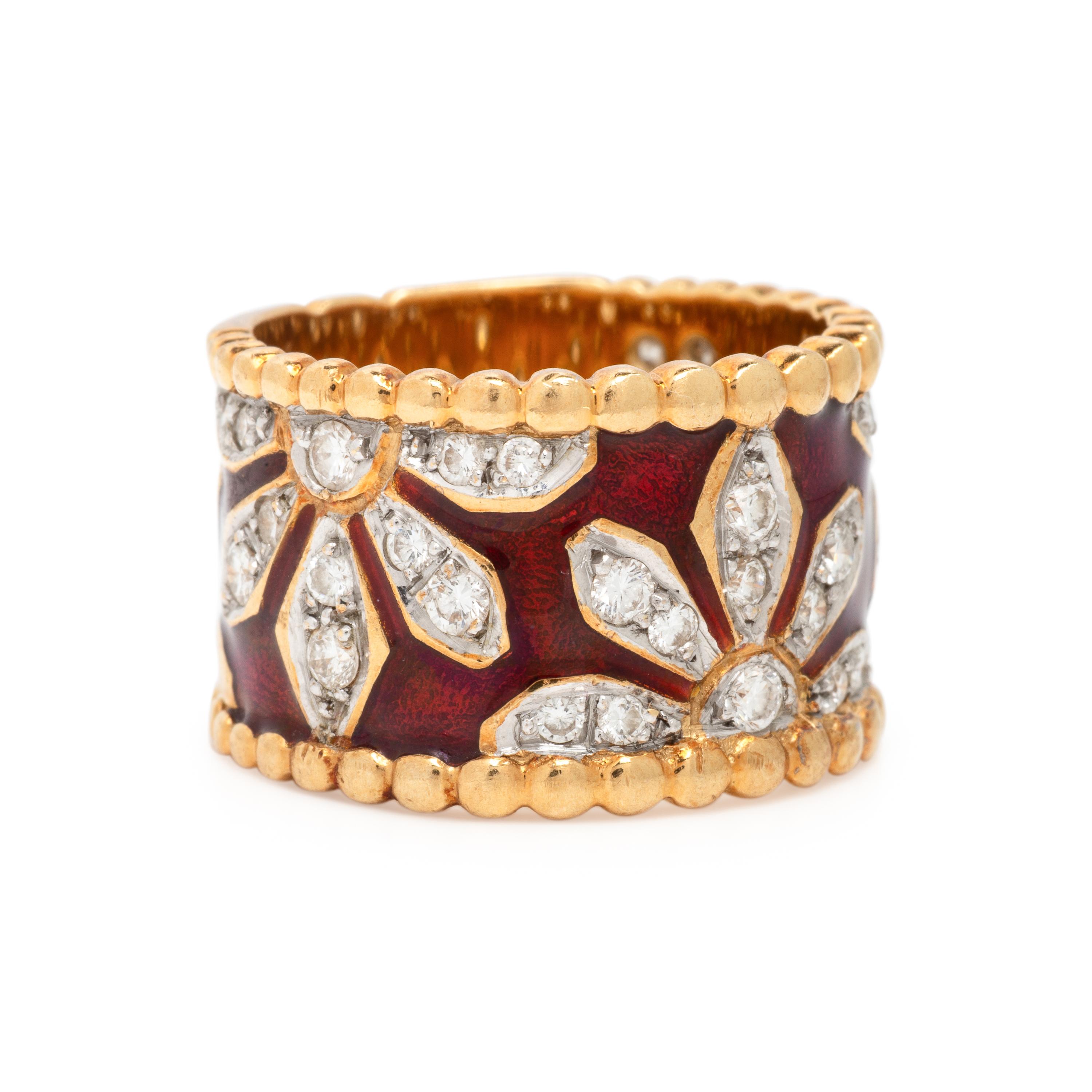 Yanes, Diamond, Enamel, and Yellow Gold Ring