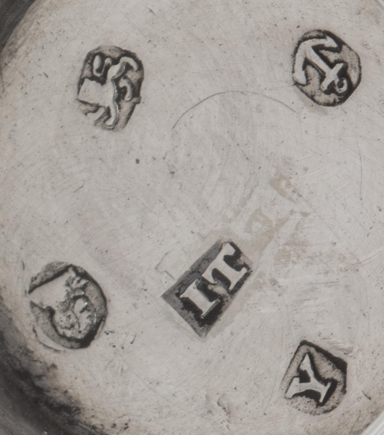 A George III SIlver Nutmeg Grater, Joseph Taylor, Birmingham, 1796, of canister form with a domed lid, the body worked with reed bandin