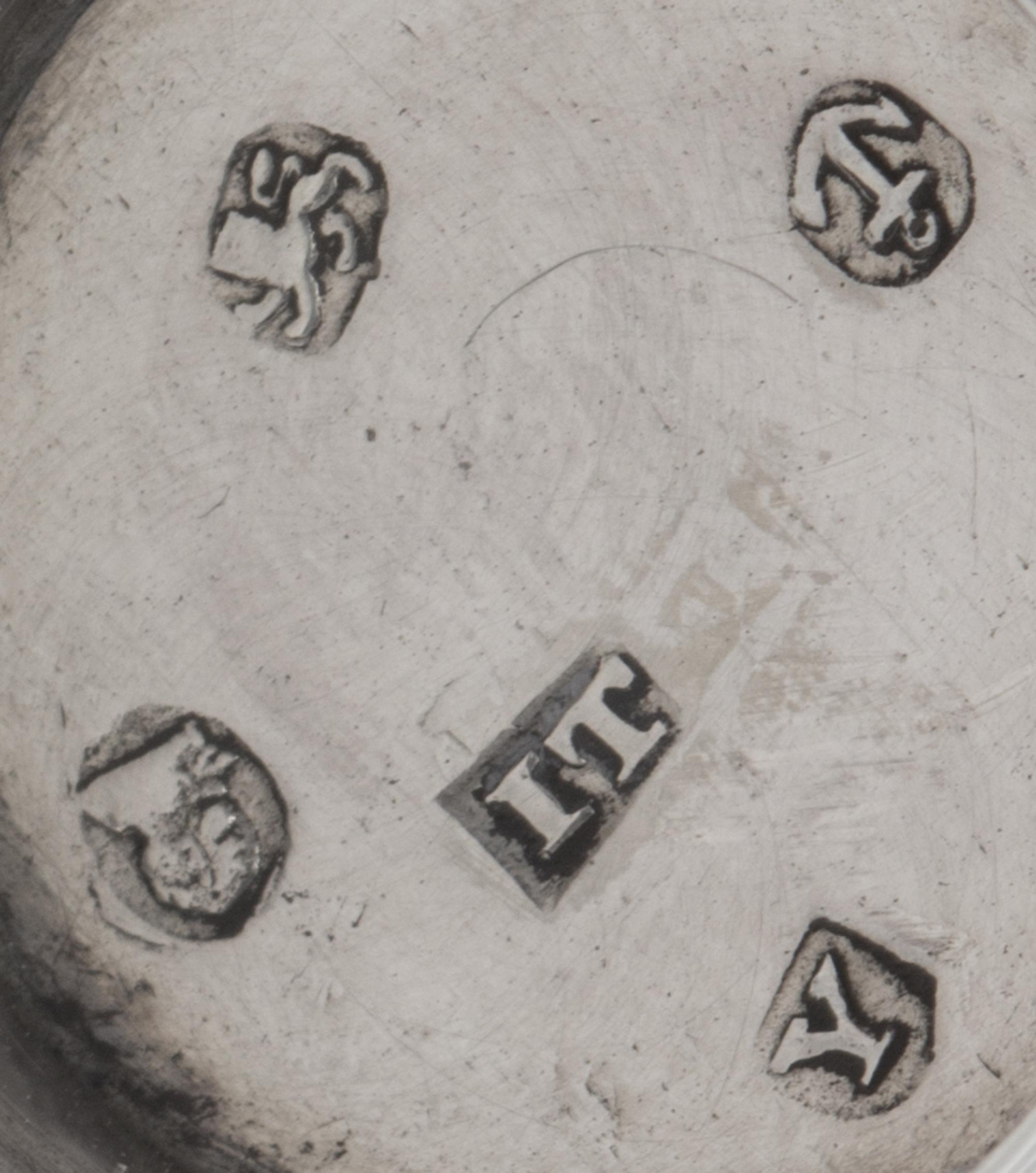 A George III SIlver Nutmeg Grater, Joseph Taylor, Birmingham, 1796, of canister form with a domed lid, the body worked with reed bandin