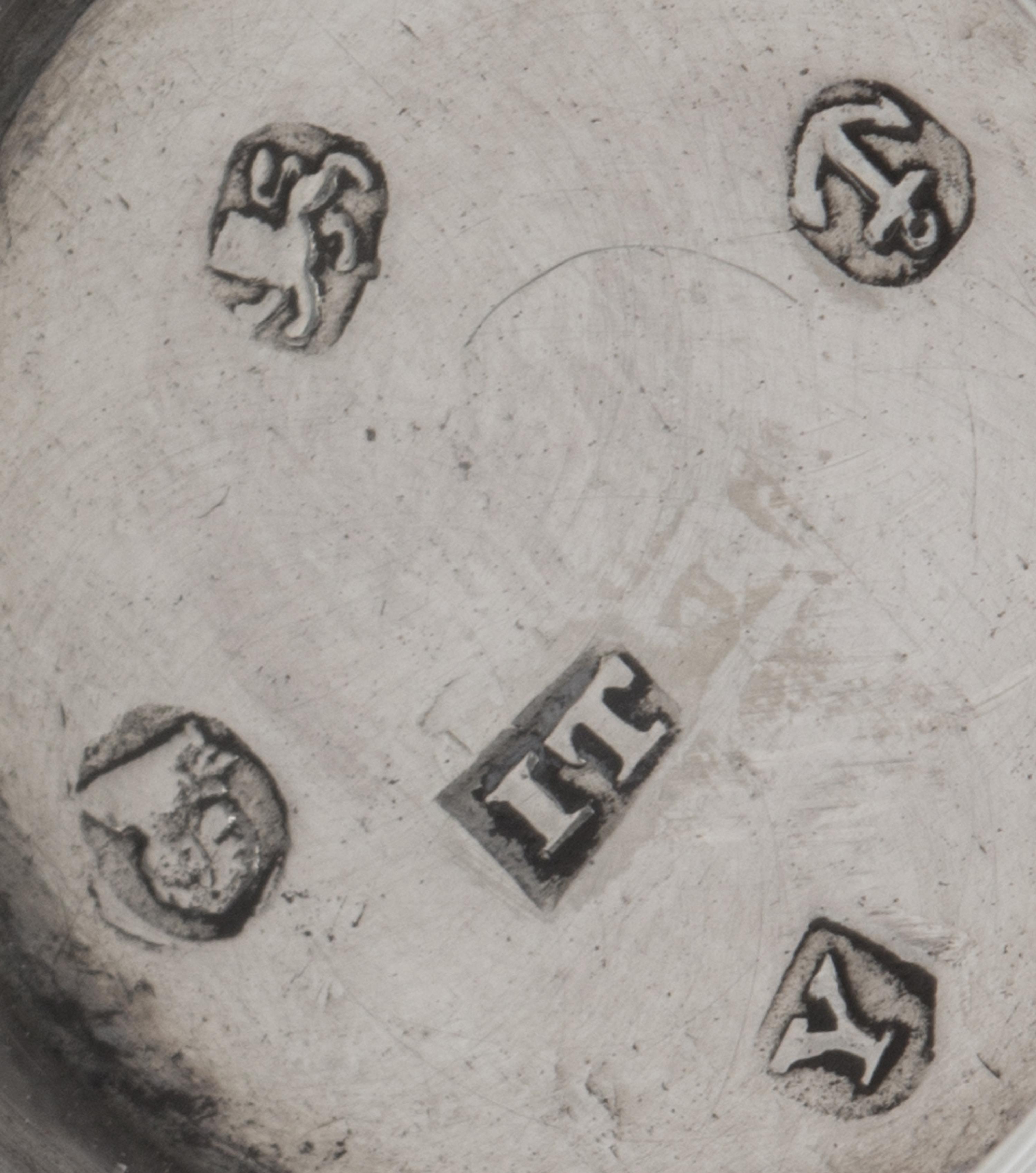 A George III SIlver Nutmeg Grater, Joseph Taylor, Birmingham, 1796, of canister form with a domed lid, the body worked with reed bandin