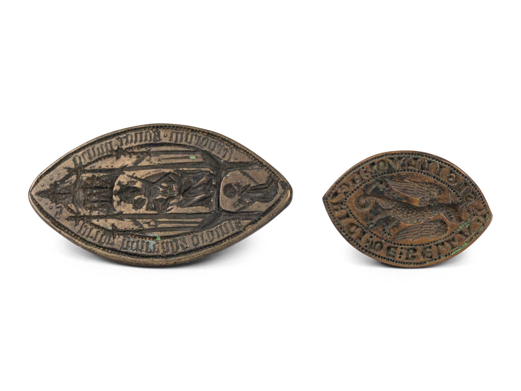Two Continental Brass Wax Seals