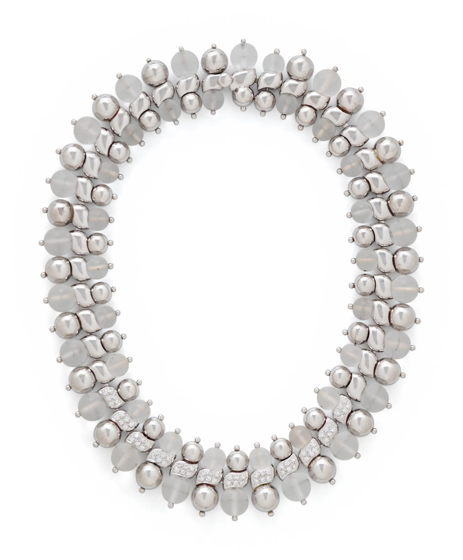 WHITE GOLD, ROCK CRYSTAL AND DIAMOND NECKLACE