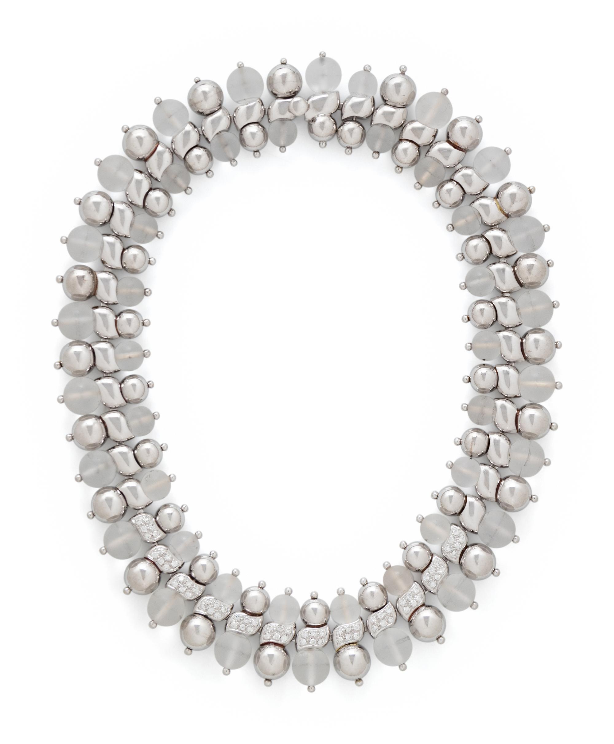 WHITE GOLD, ROCK CRYSTAL AND DIAMOND NECKLACE