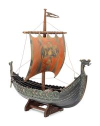 A Danish Bronze and Copper Model of a Langskip