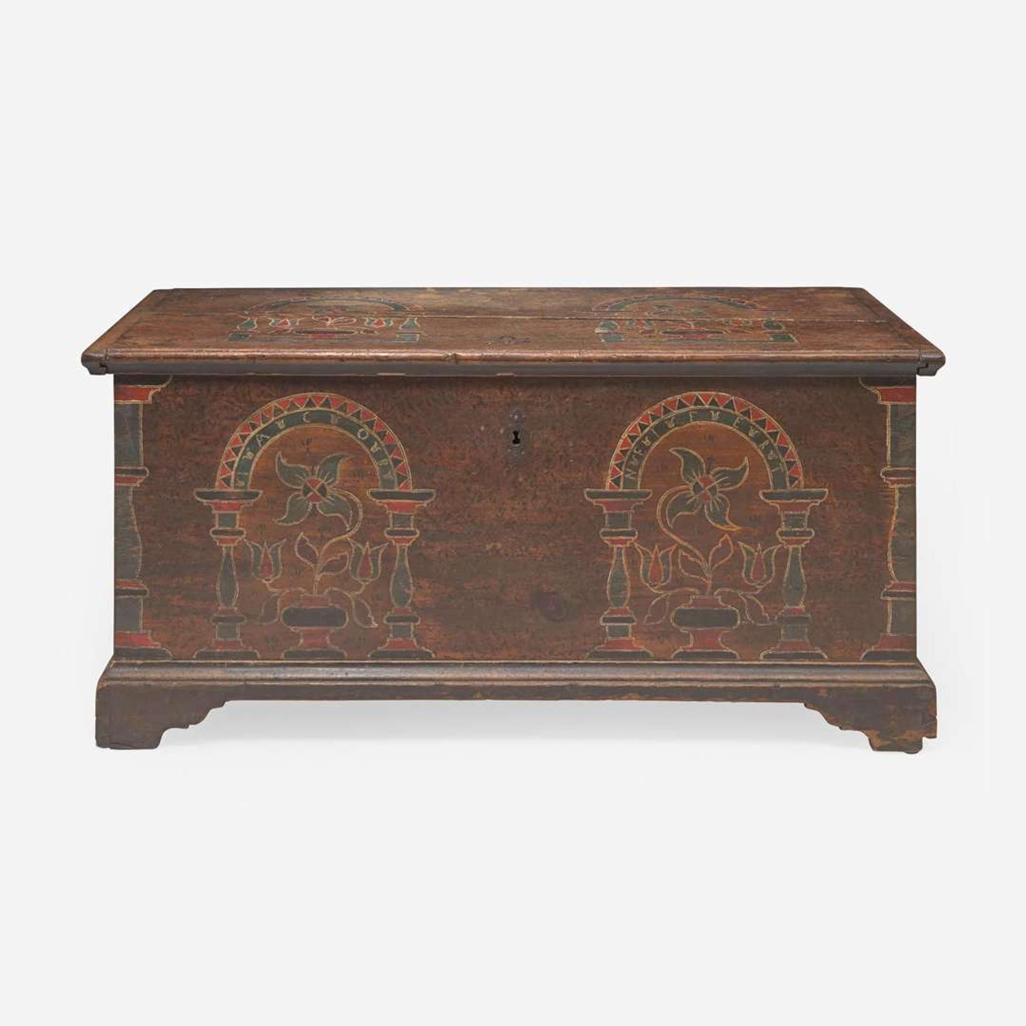 A painted and decorated blanket chest for Jacob Neifert Berks County, PA, late 18th century