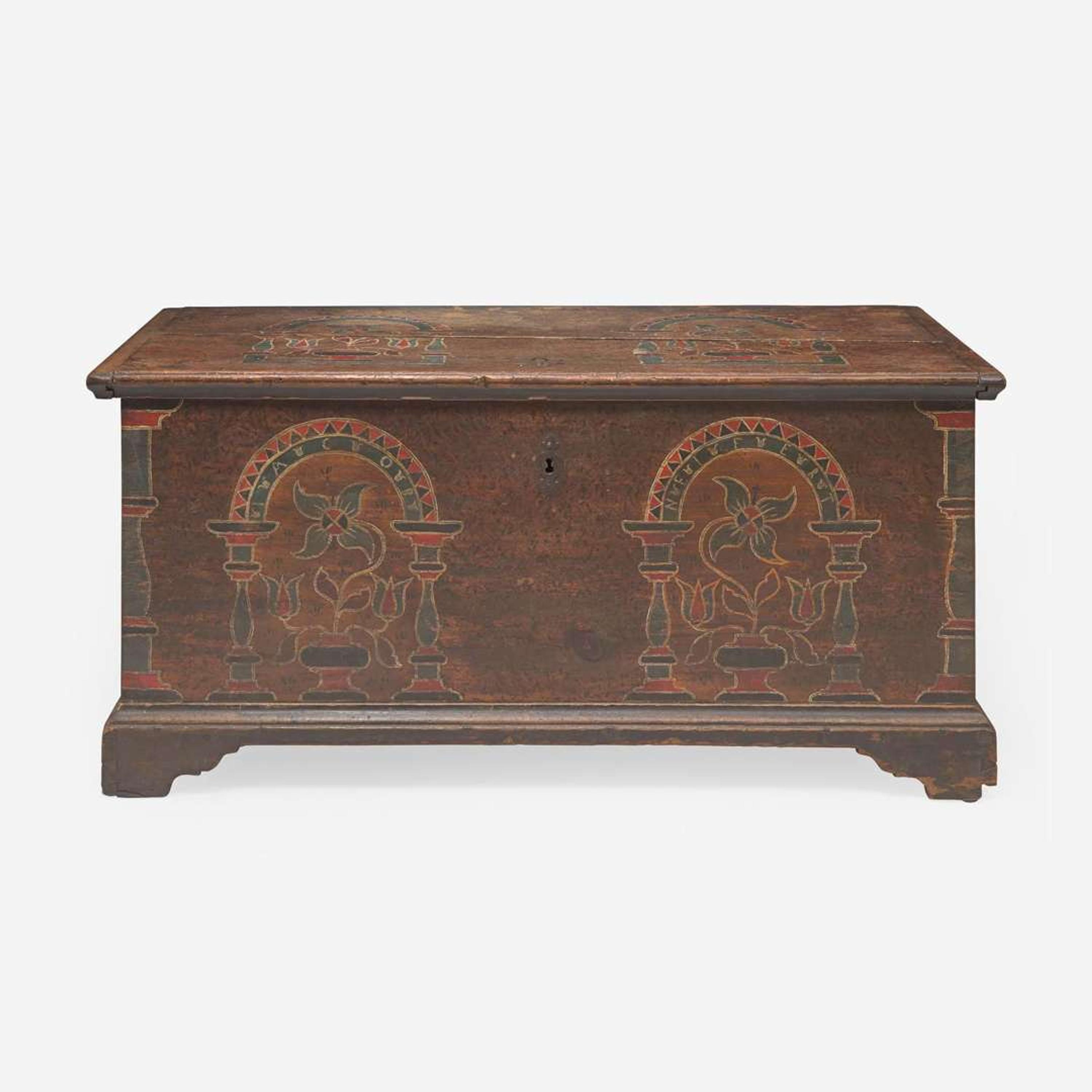 A painted and decorated blanket chest for Jacob Neifert Berks County, PA, late 18th century