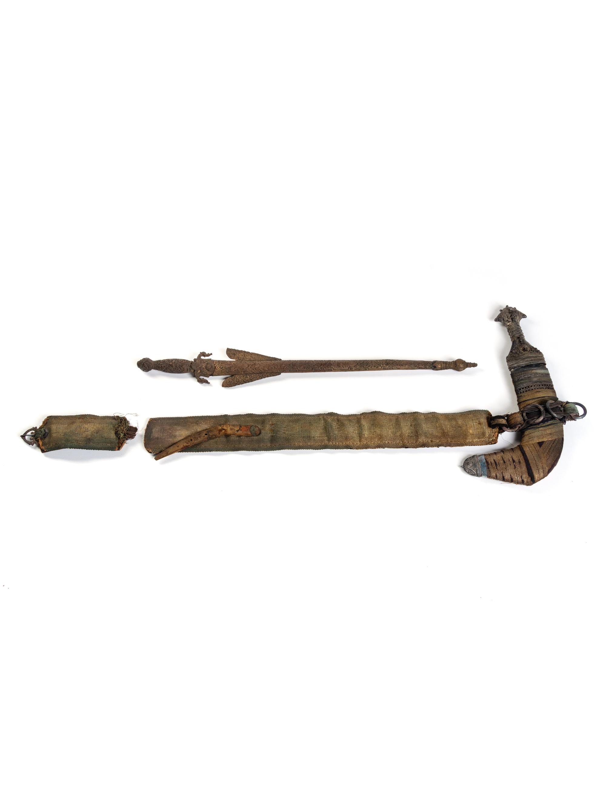 A Short Sword and Scabbard and a Dagger with Sheath