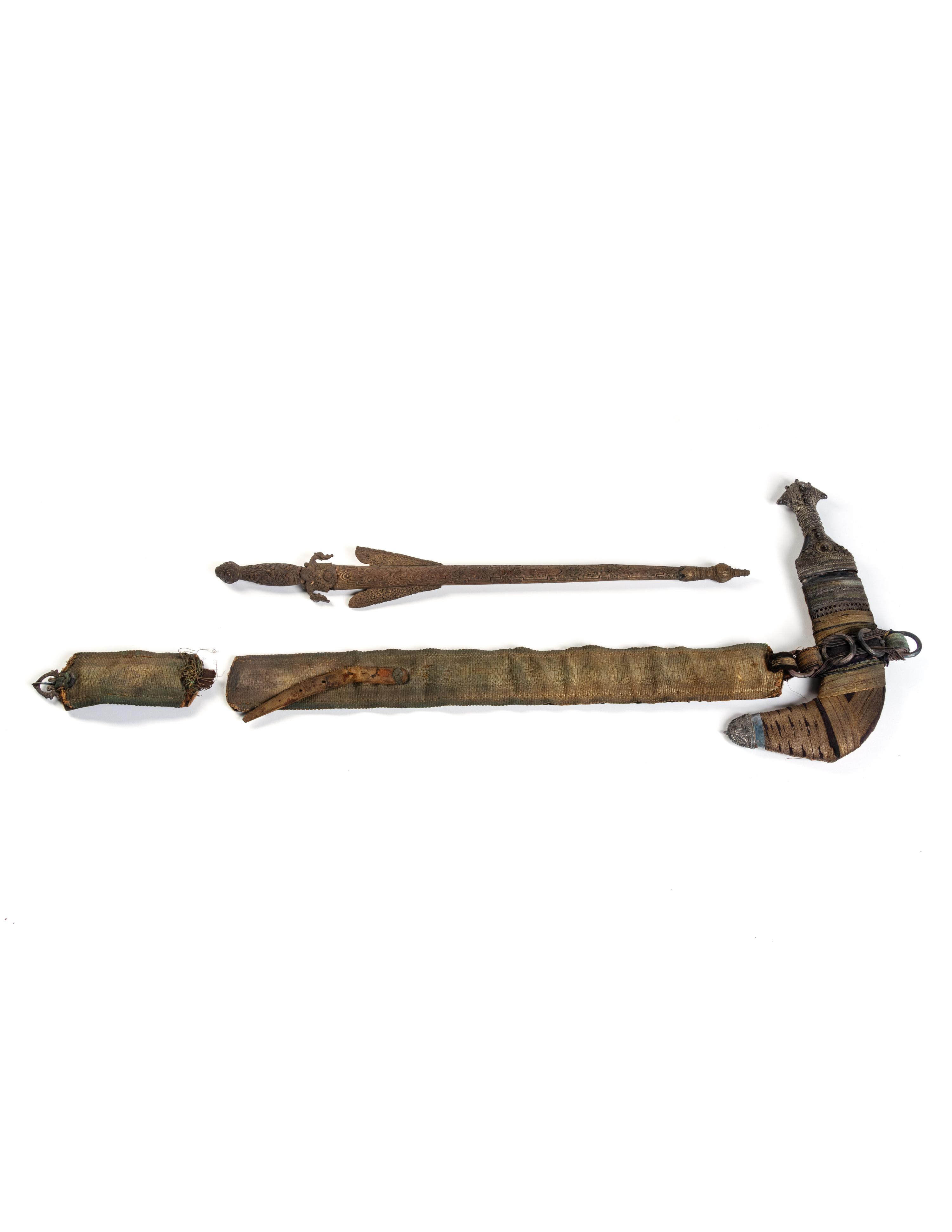 A Short Sword and Scabbard and a Dagger with Sheath