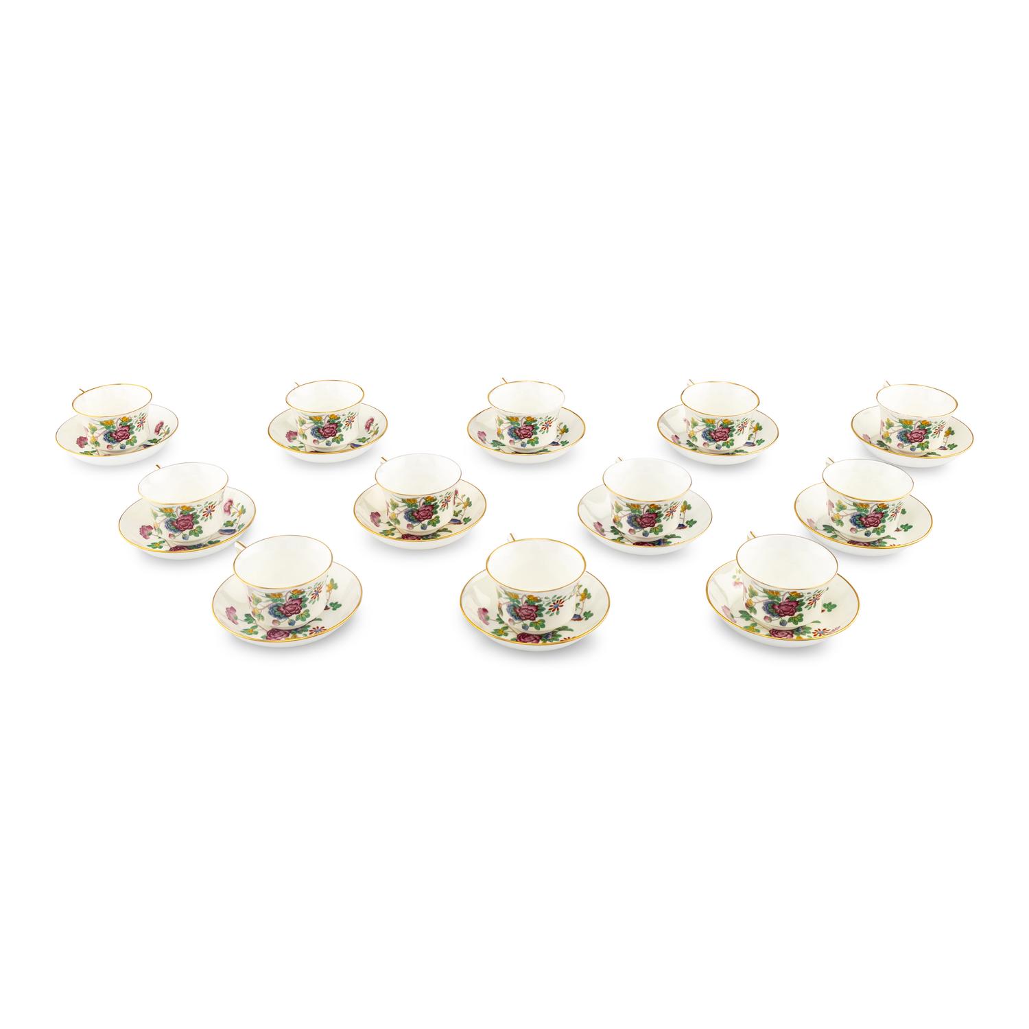 A Set of Twelve Wedgwood Cuckoo Porcelain Teacups and Saucers
