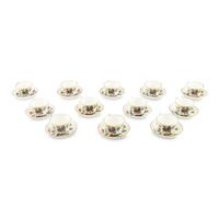 A Set of Twelve Wedgwood Cuckoo Porcelain Teacups and Saucers