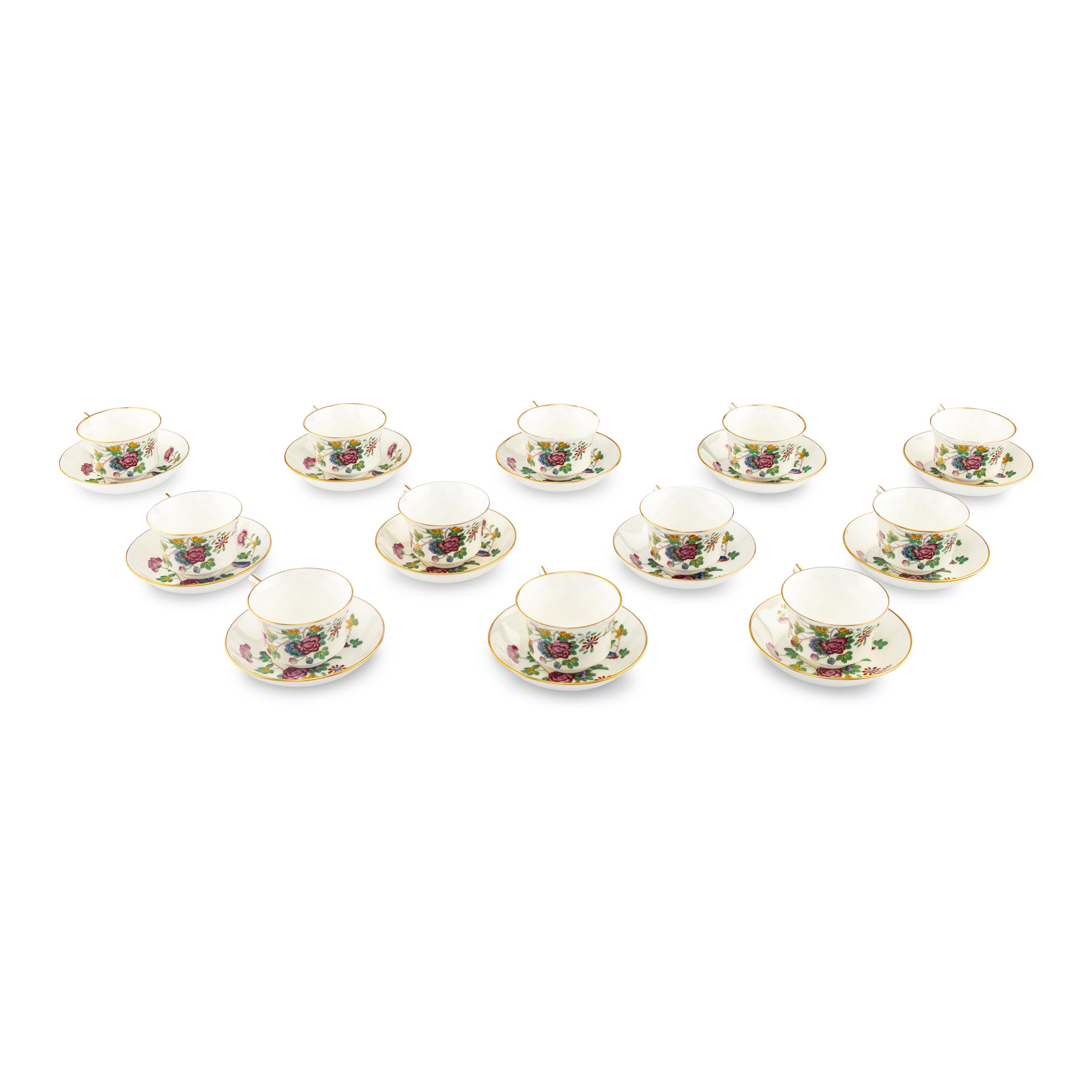 A Set of Twelve Wedgwood Cuckoo Porcelain Teacups and Saucers