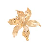 SAPPHIRE AND DIAMOND FLOWER BROOCH