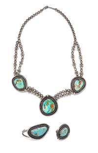 A Silver and Turquoise Demi-Parure, Native American, 177.90 dwts.
