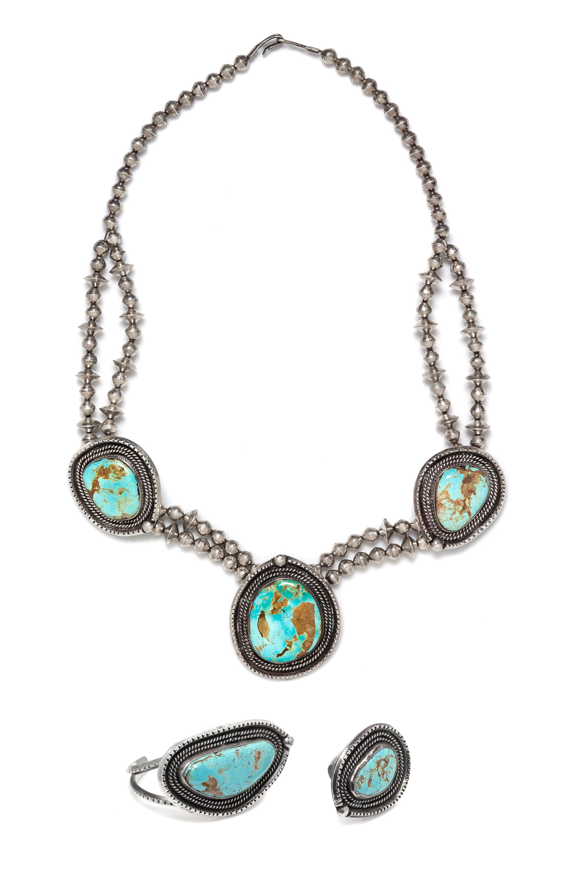 A Silver and Turquoise Demi-Parure, Native American, 177.90 dwts.