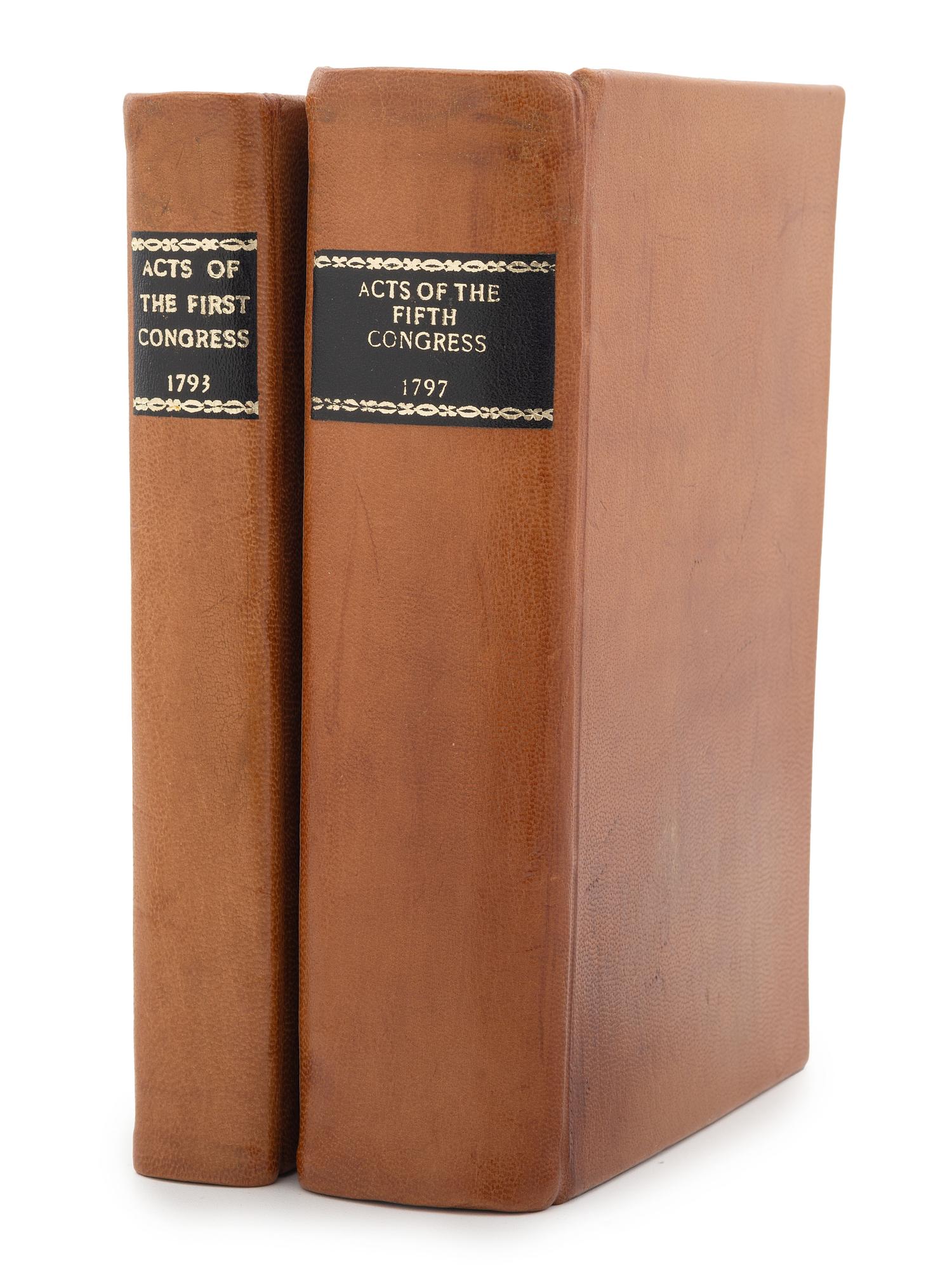 [US CONGRESS]. Acts Passed at the First Session of the Congress of the United States of America, Begun and Held at the City of New-York, on Wednesday the Fourth of March, in the Year M,DCC,LXXXIX . [ With: ] Acts of the Fifth Congress, 1797.