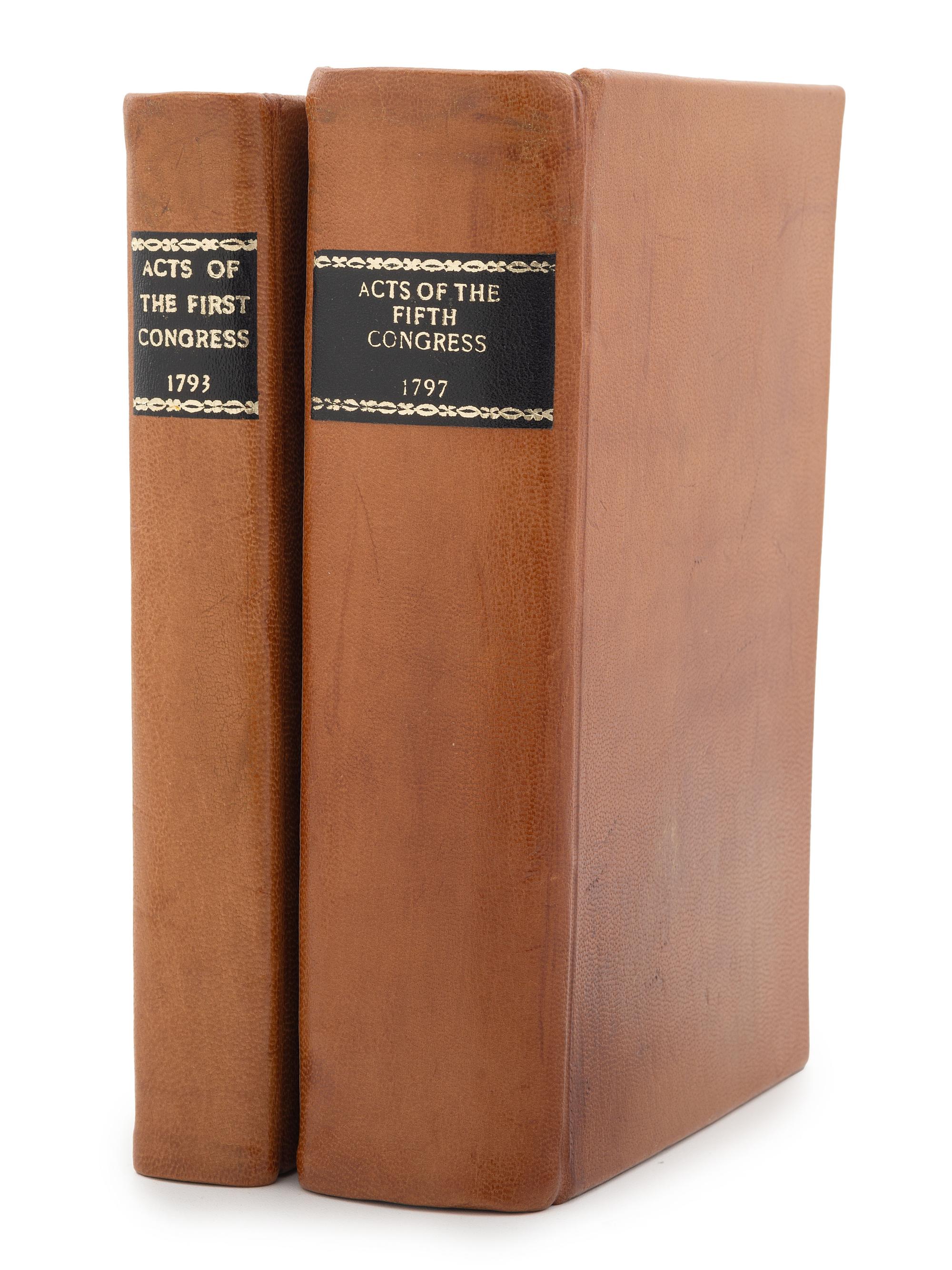 [US CONGRESS]. Acts Passed at the First Session of the Congress of the United States of America, Begun and Held at the City of New-York, on Wednesday the Fourth of March, in the Year M,DCC,LXXXIX . [ With: ] Acts of the Fifth Congress, 1797.