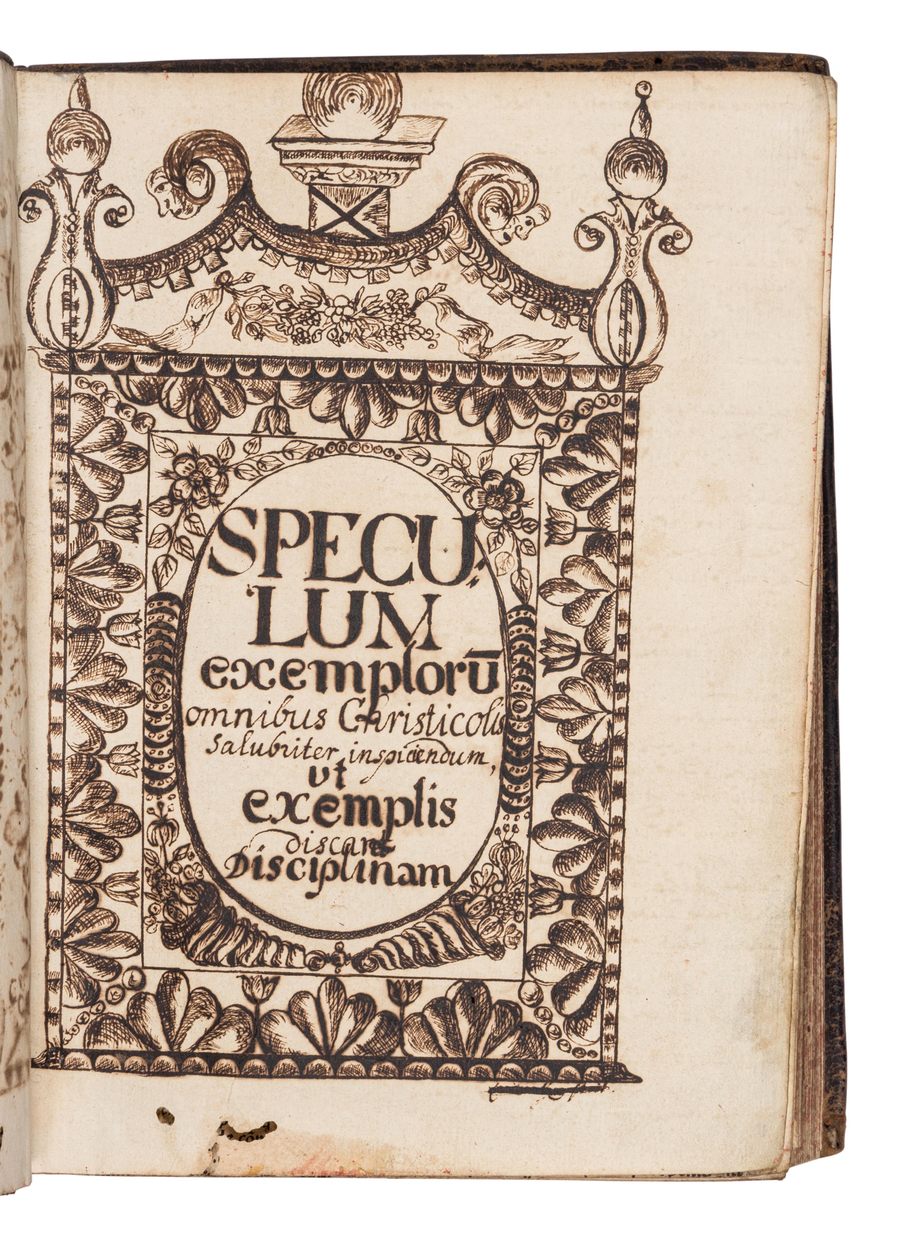 Speculum exemplorum omnibus christicolis salubriter inspiciendum ut exemplis discant disciplinam . Strassburg : [Printer of the 1483 Jordanus de Quedlinburg (Georg Husner)], 4 Dec. 1495.