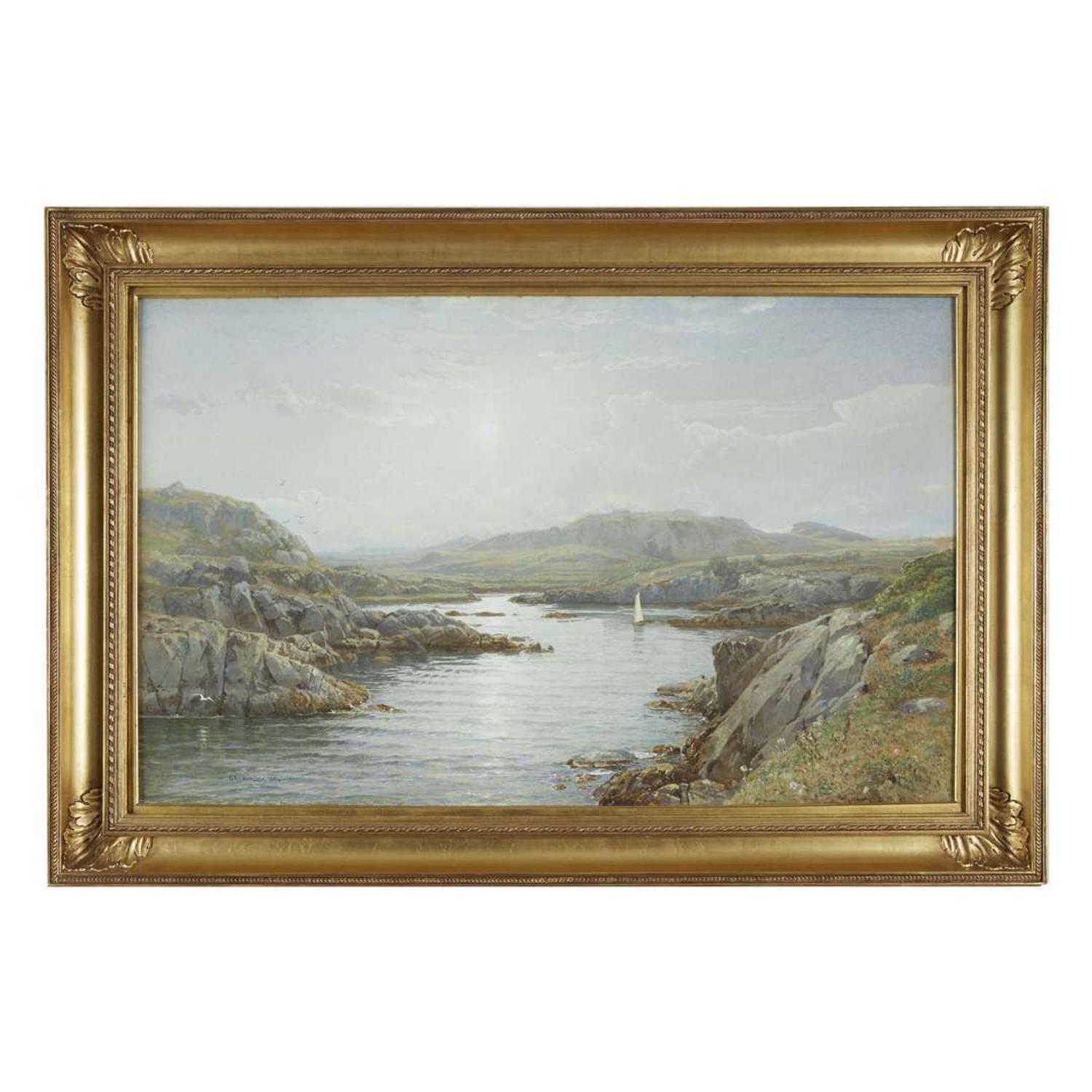 WILLIAM TROST RICHARDS (AMERICAN 1833–1905) "SAILING IN PRICE'S COVE ON THE SOUTH SHORE OF NEWPORT, RHODE ISLAND"