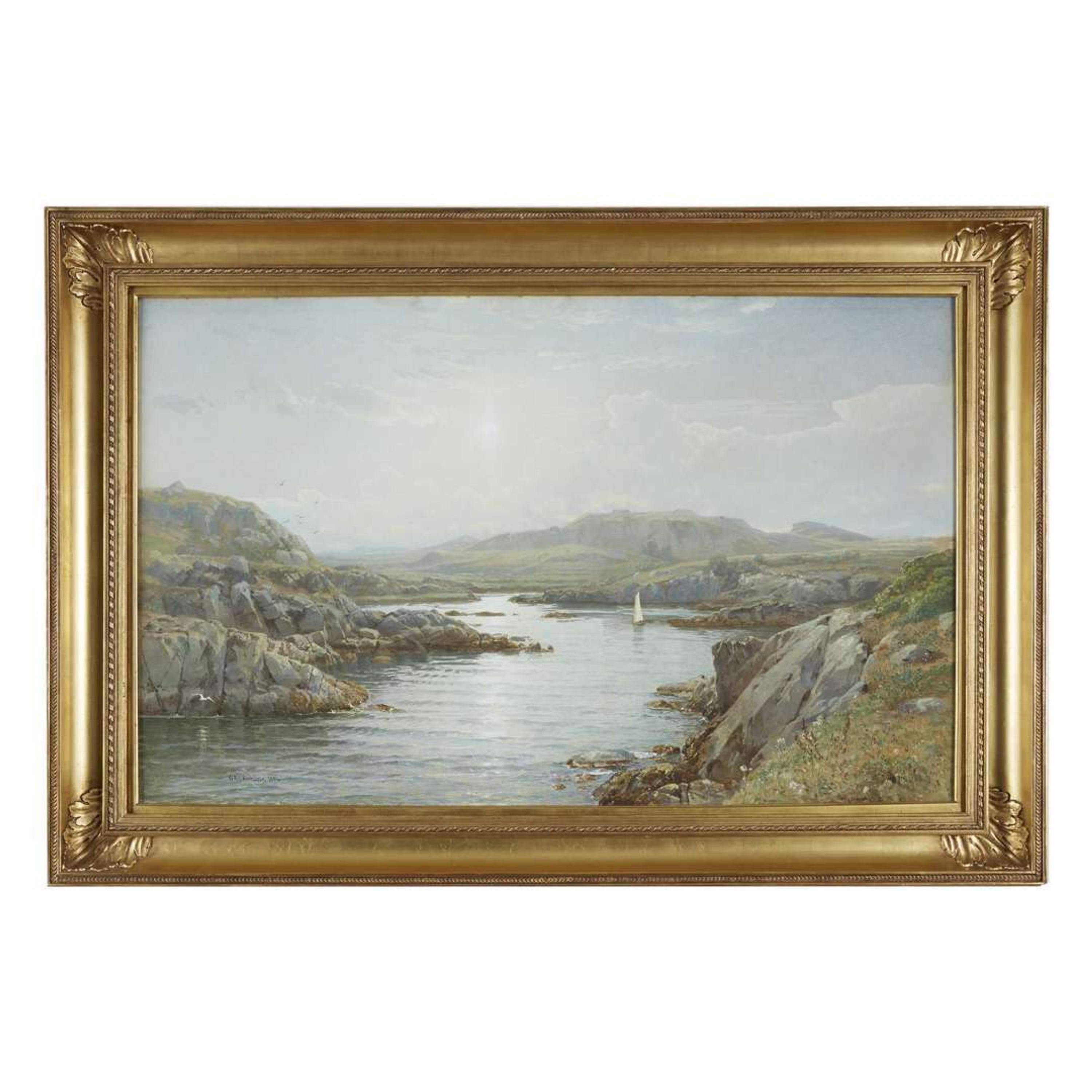 WILLIAM TROST RICHARDS (AMERICAN 1833–1905) "SAILING IN PRICE'S COVE ON THE SOUTH SHORE OF NEWPORT, RHODE ISLAND"
