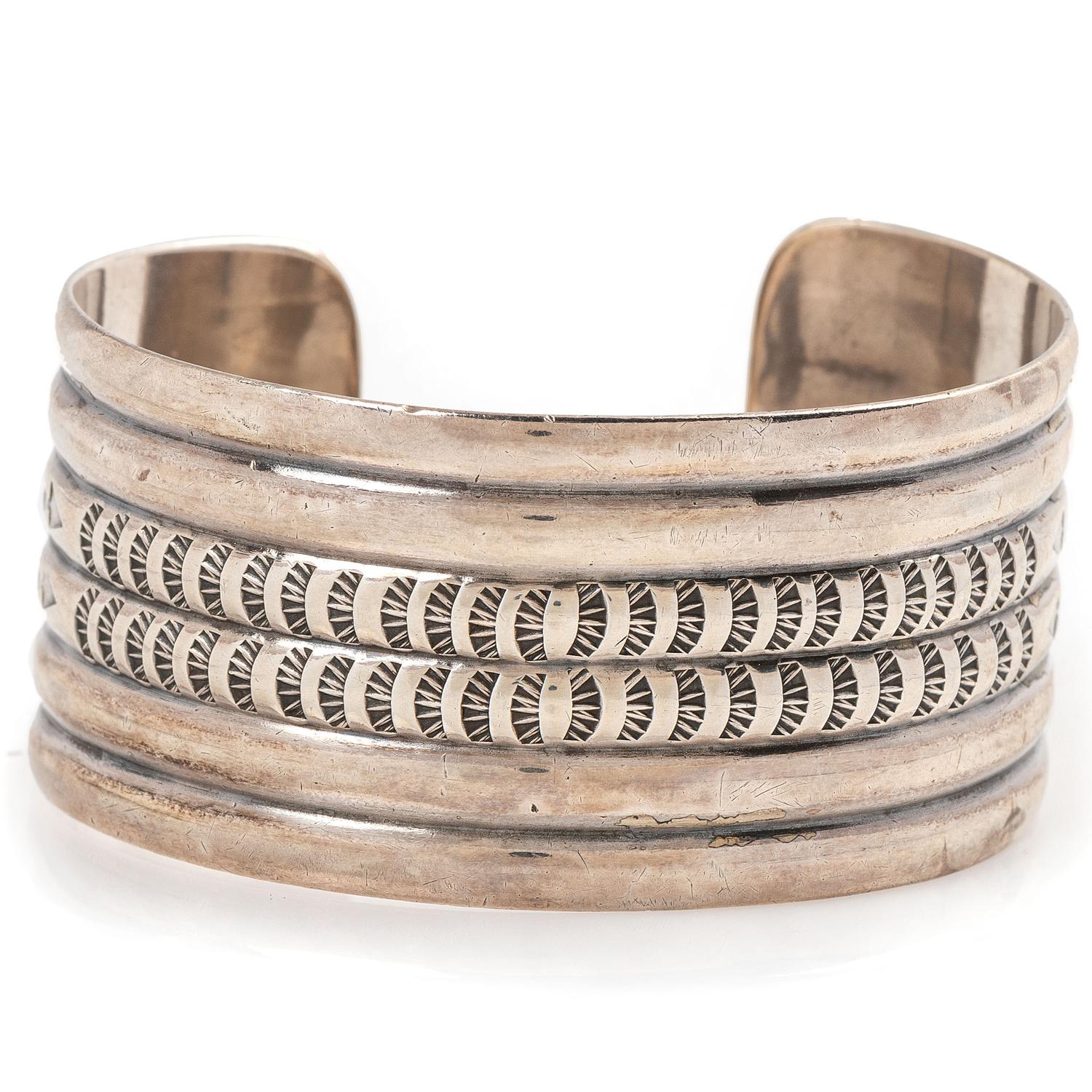 Navajo Stamped Sterling Silver Cuff Bracelet