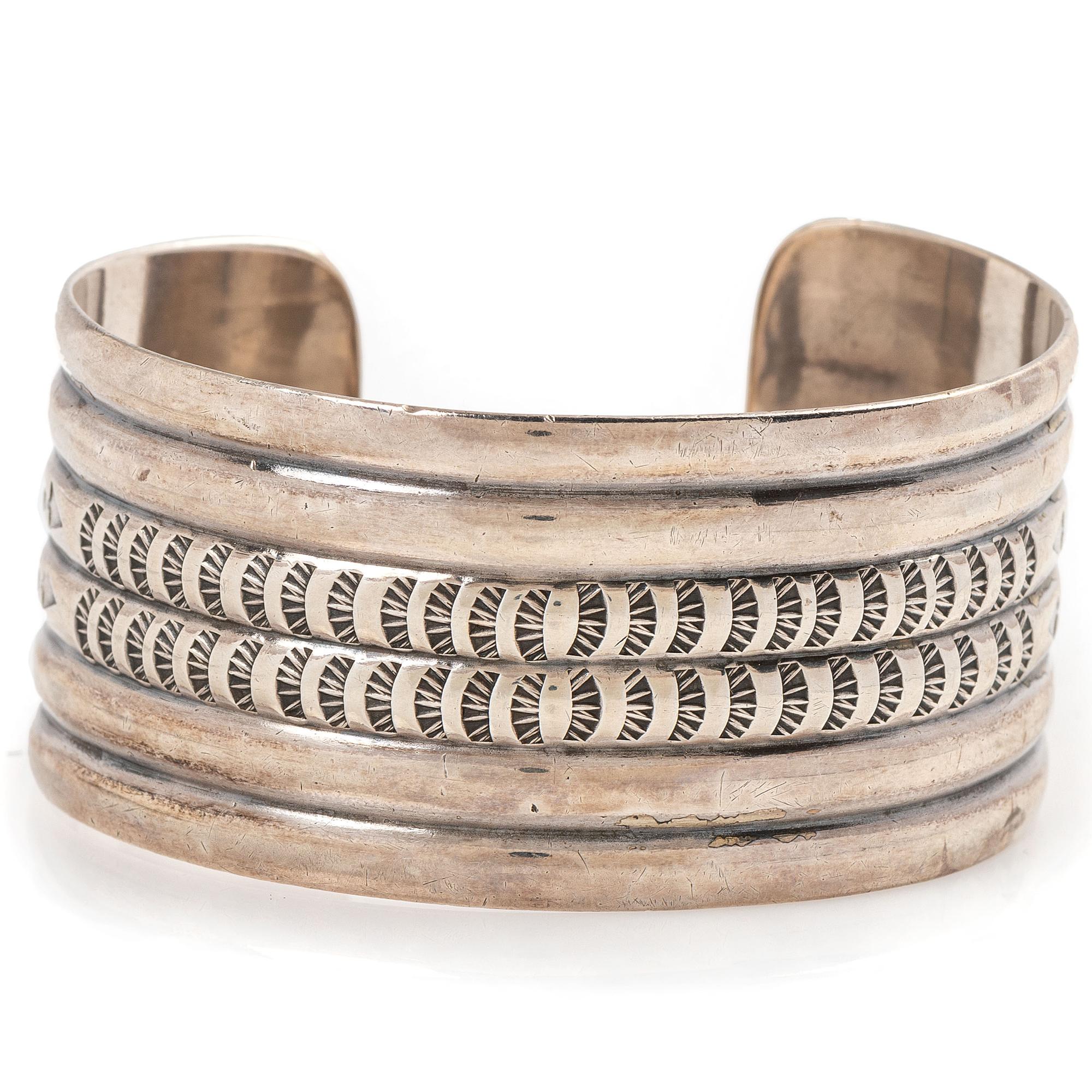 Navajo Stamped Sterling Silver Cuff Bracelet