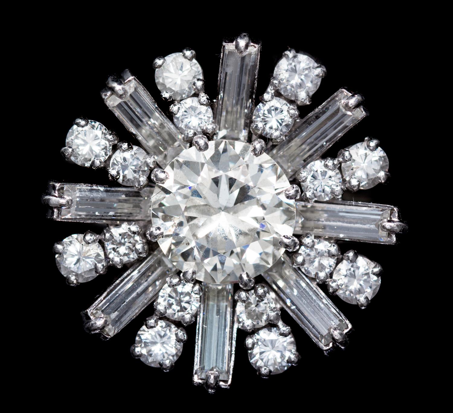 A Platinum, White Gold and Diamond Ring, French, 7.80 dwts.