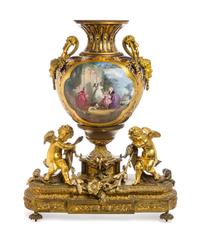 A Sevres Style Gilt Bronze Mounted Porcelain Urn Height 30 1/4 inches. — 19TH/20TH CENTURY