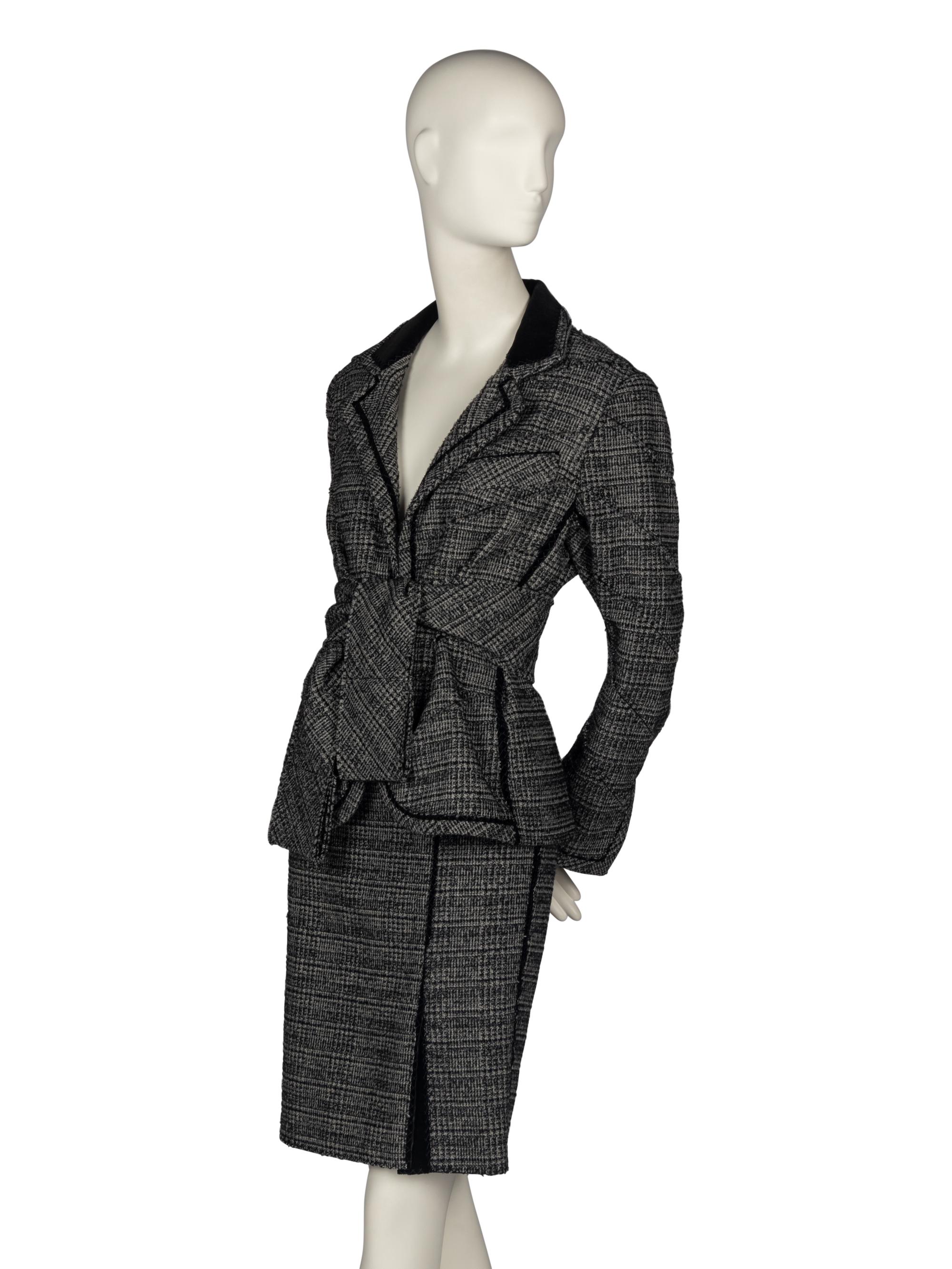 J. Mendel Tweed Skirt Suit With Scarf
