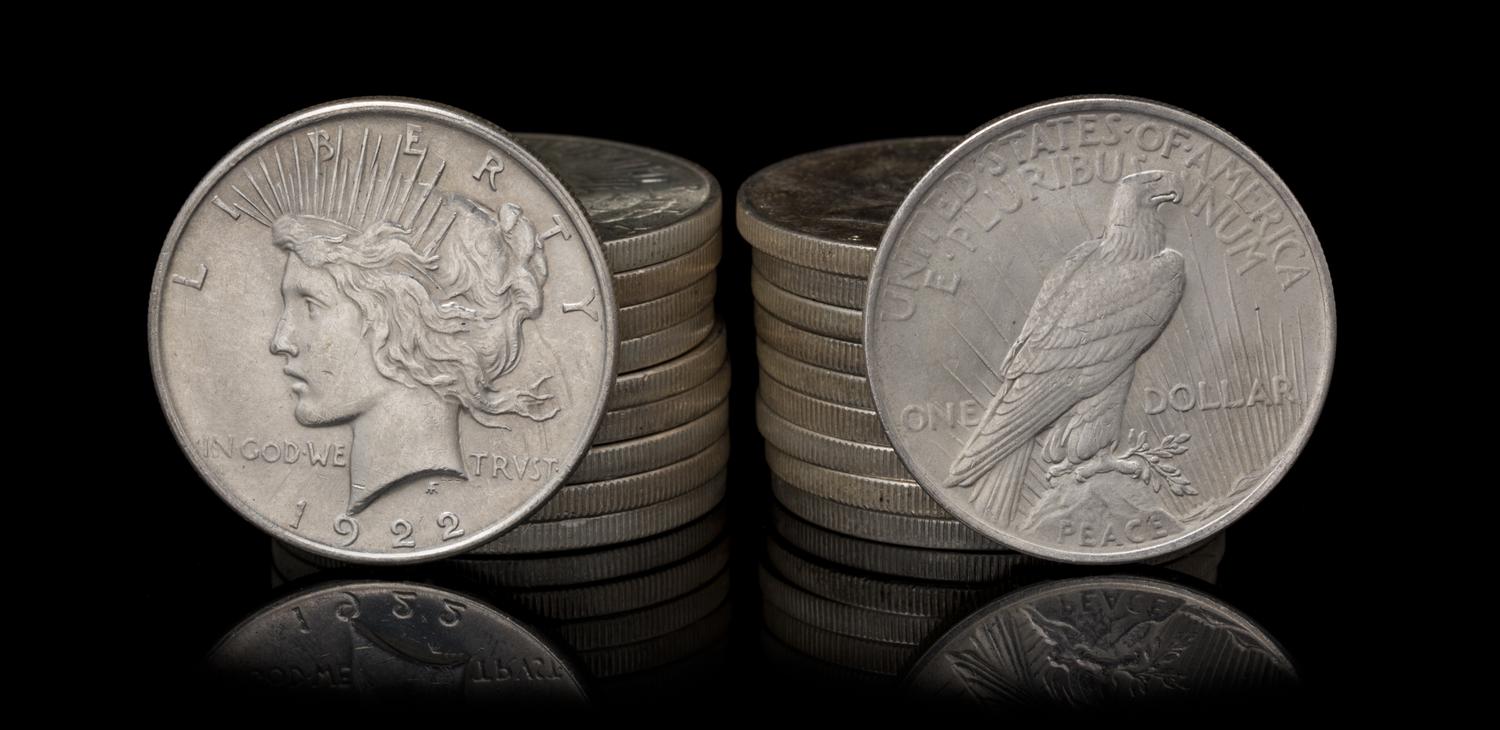 A Group of Twenty United States 1922 Peace Silver Dollar Coins