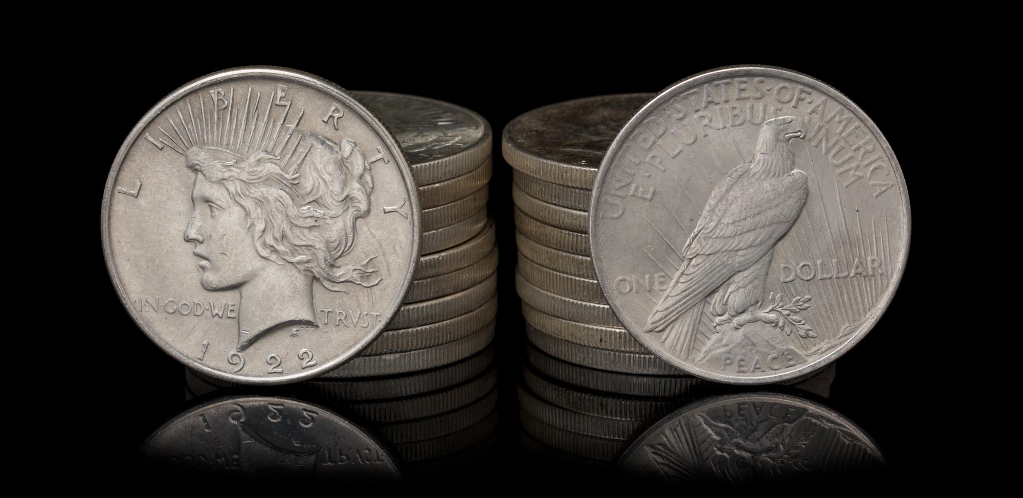 A Group of Twenty United States 1922 Peace Silver Dollar Coins