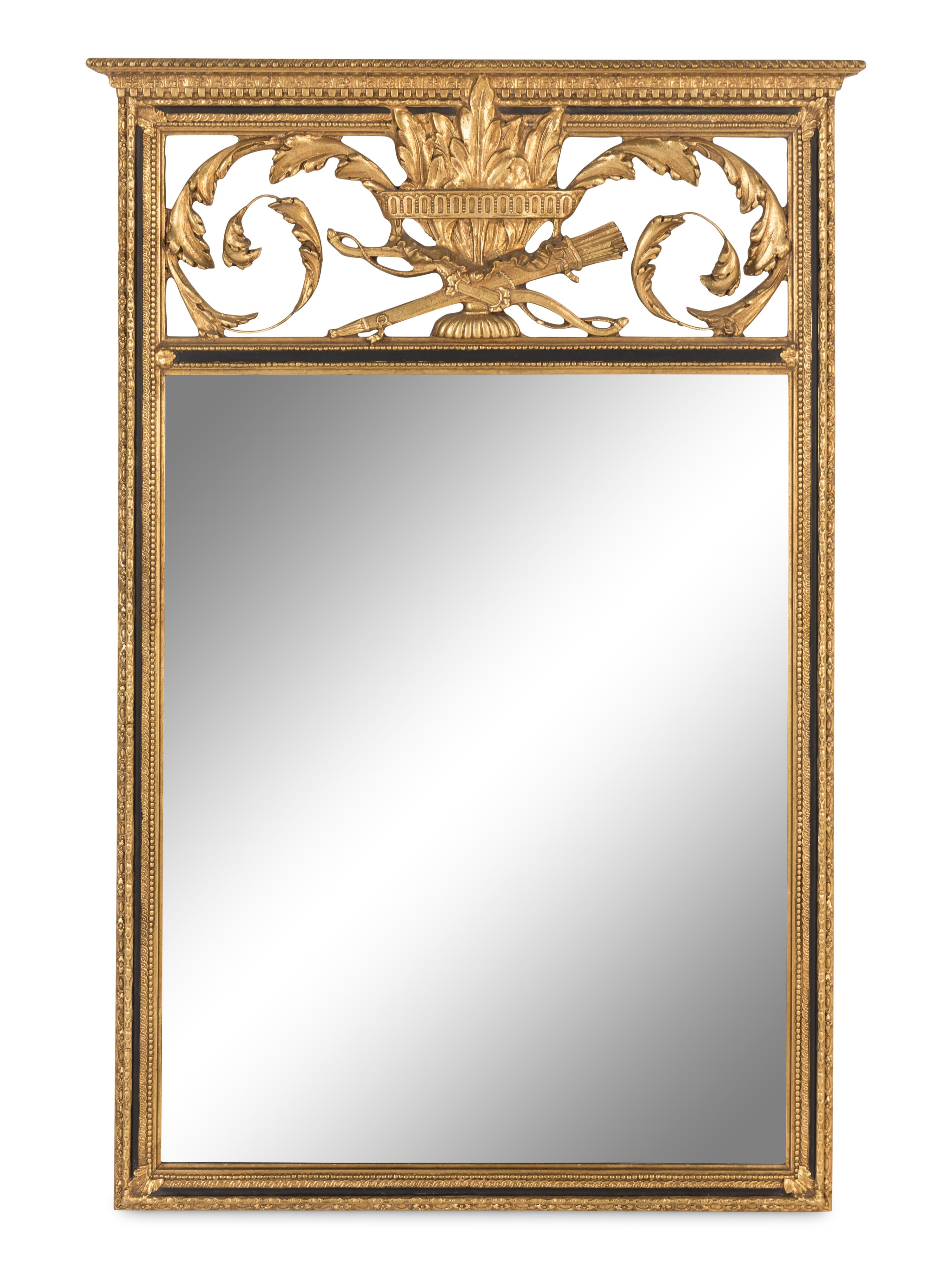 An Empire Style Giltwood and Parcel-Ebonized Mirror