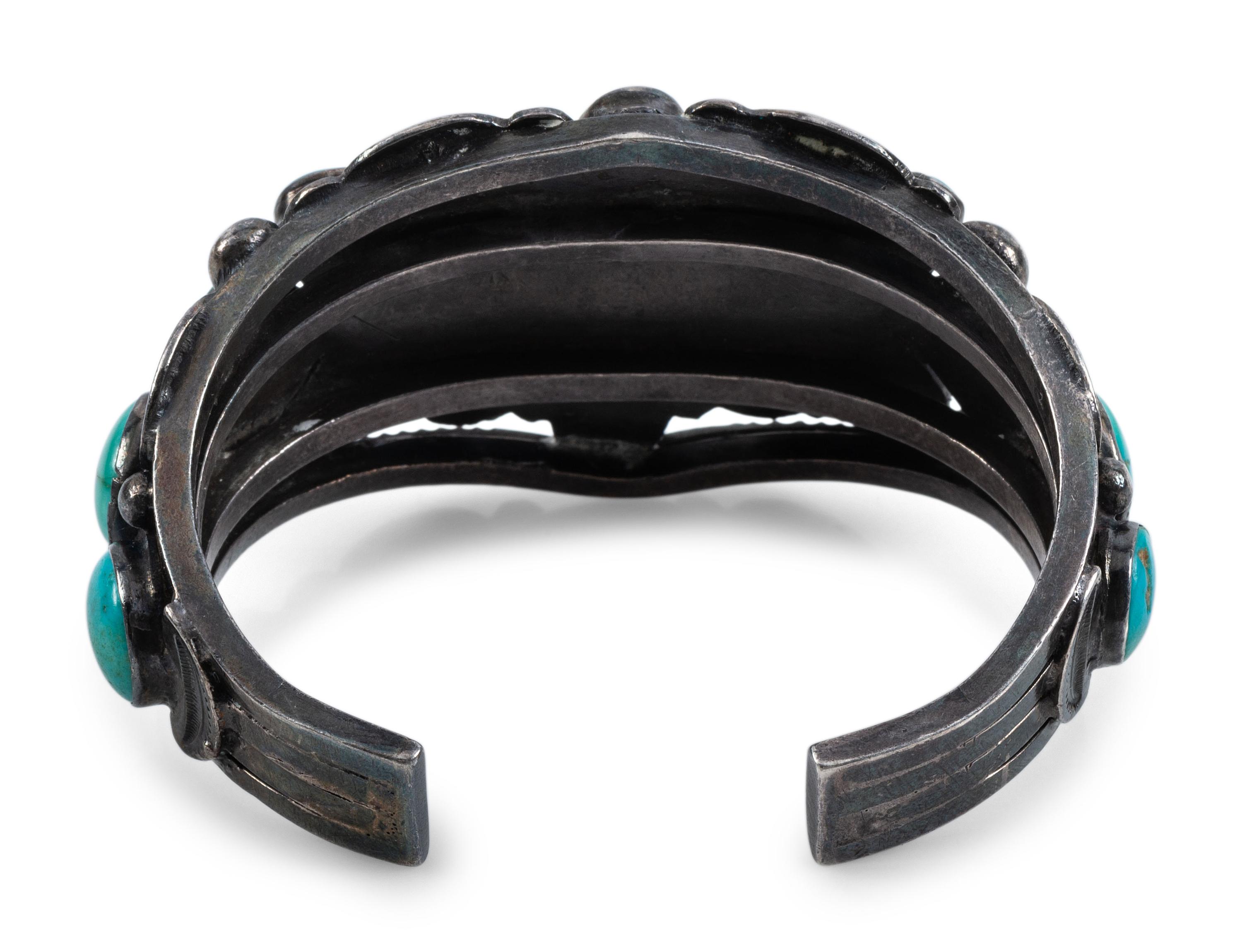 Navajo Turquoise Cluster Cuff Bracelet