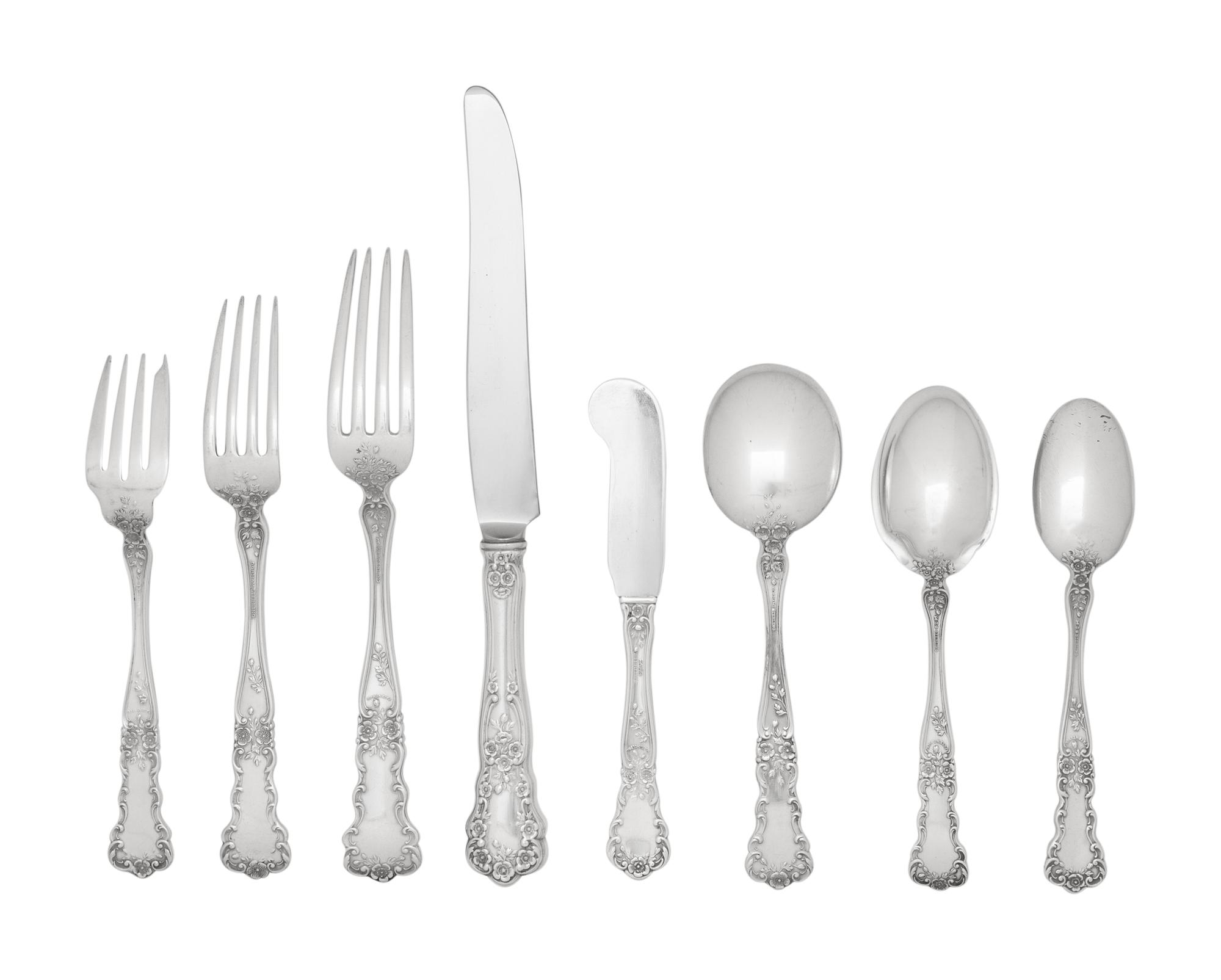 A Collection of American Silver Flatware Articles