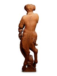 Two Continental Carved Wood Bacchic Figures of a Satyr and Satyress