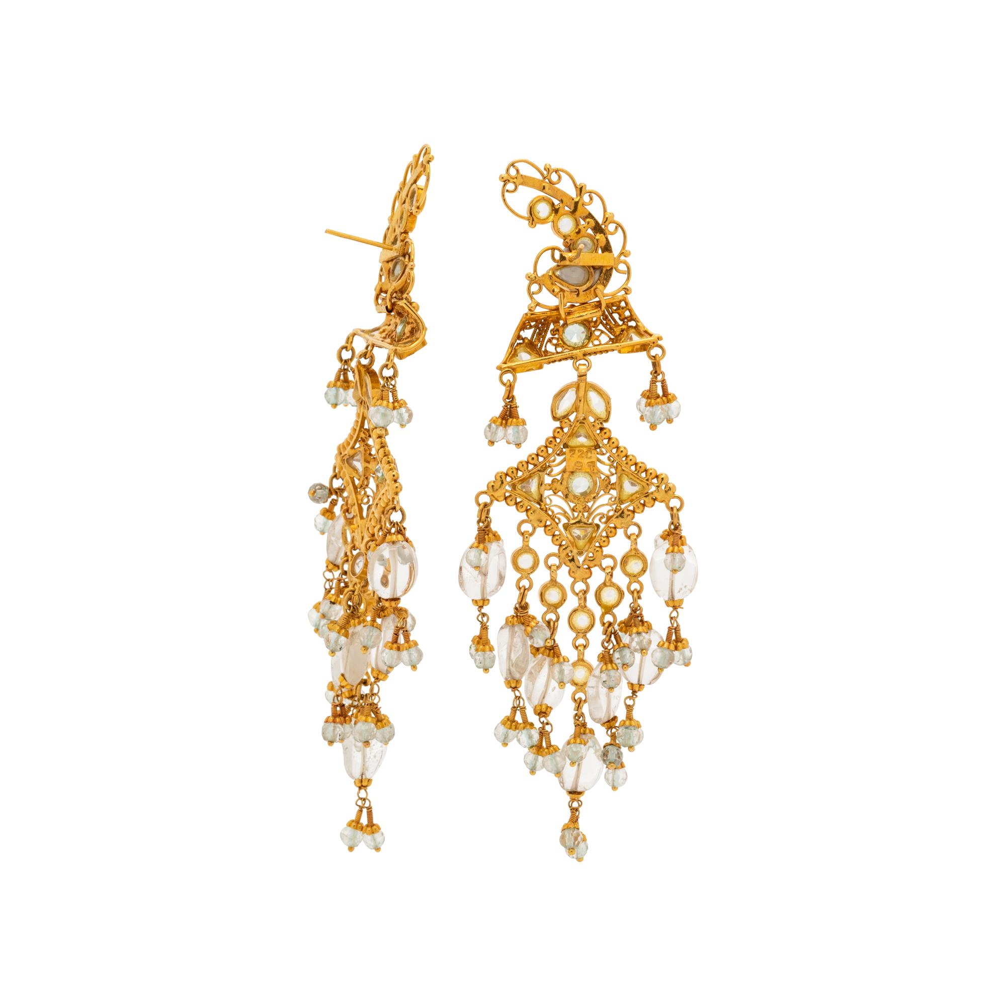 YELLOW GOLD AND GEMSTONE EARRINGS