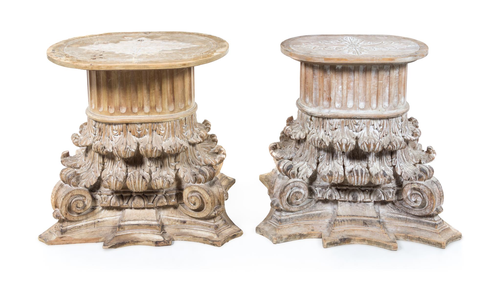 A Pair of Custom Cerused Wood Tables Height 29 1/4 inches. — 20TH CENTURY