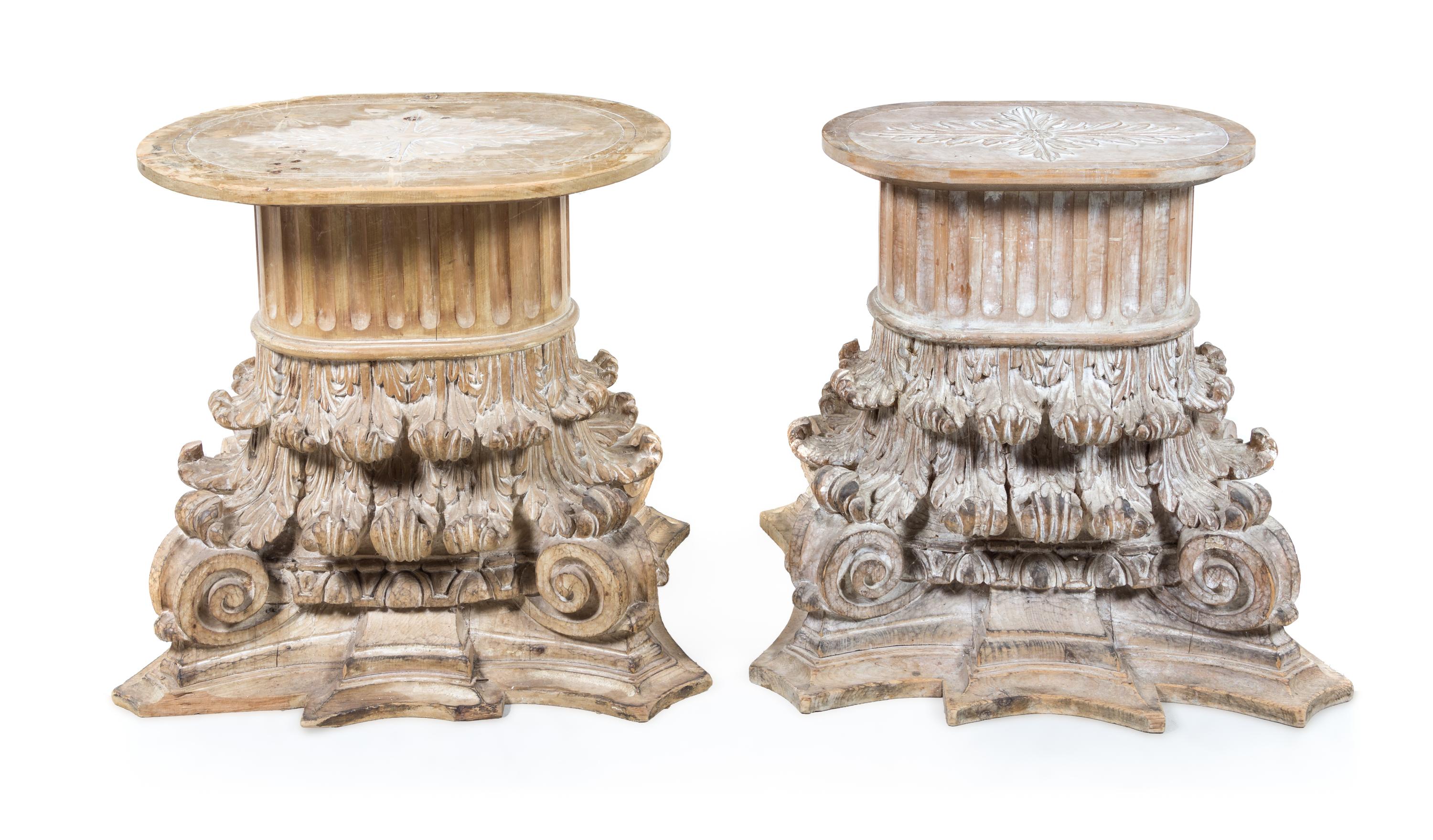 A Pair of Custom Cerused Wood Tables Height 29 1/4 inches. — 20TH CENTURY