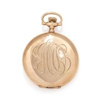 ELGIN, 14K YELLOW GOLD HUNTER CASE POCKET WATCH