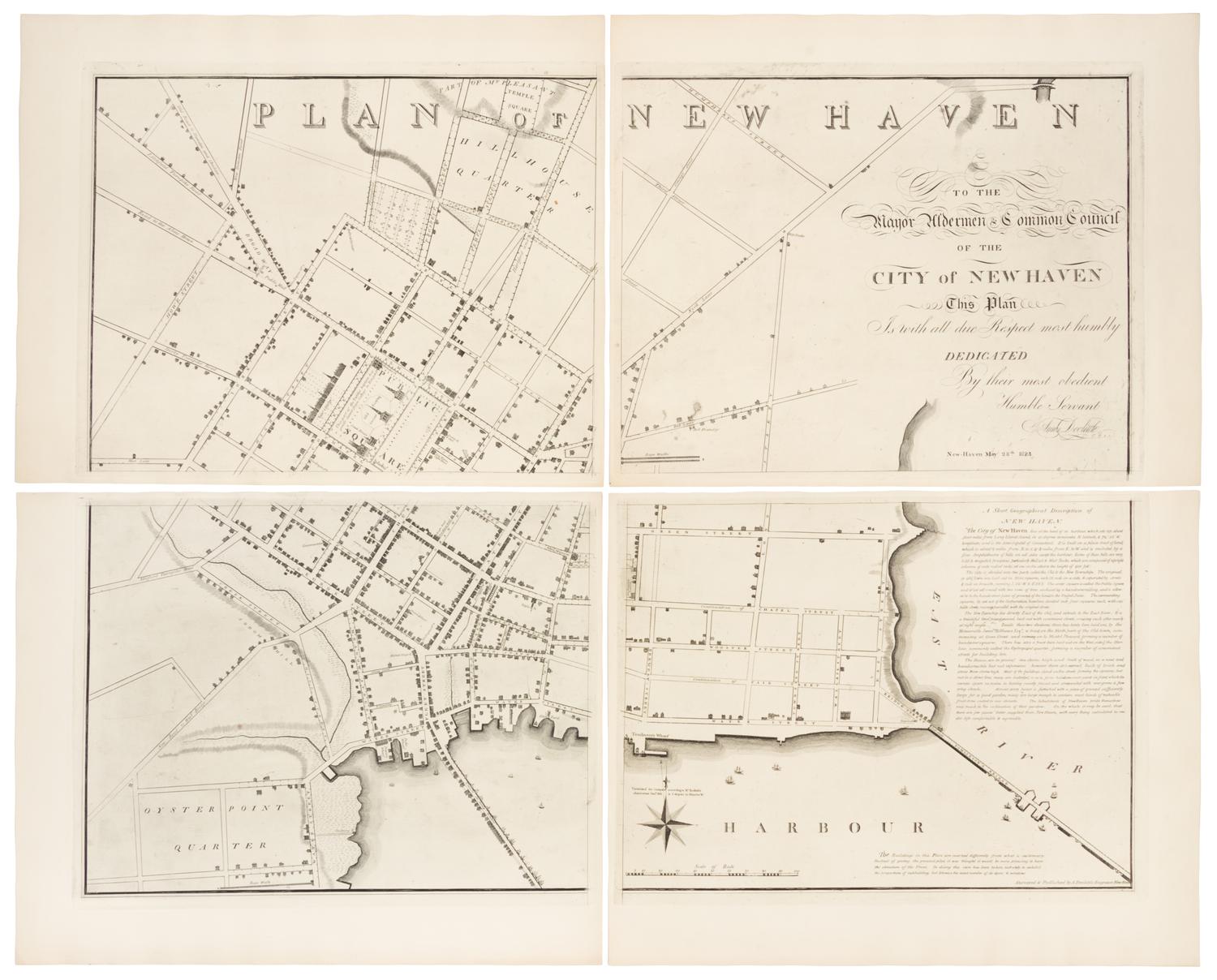 DOOLITTLE, Amos (1754-1832). Plan of New Haven. [New Haven?:] n.p., n.d. [ca early 20th-century].