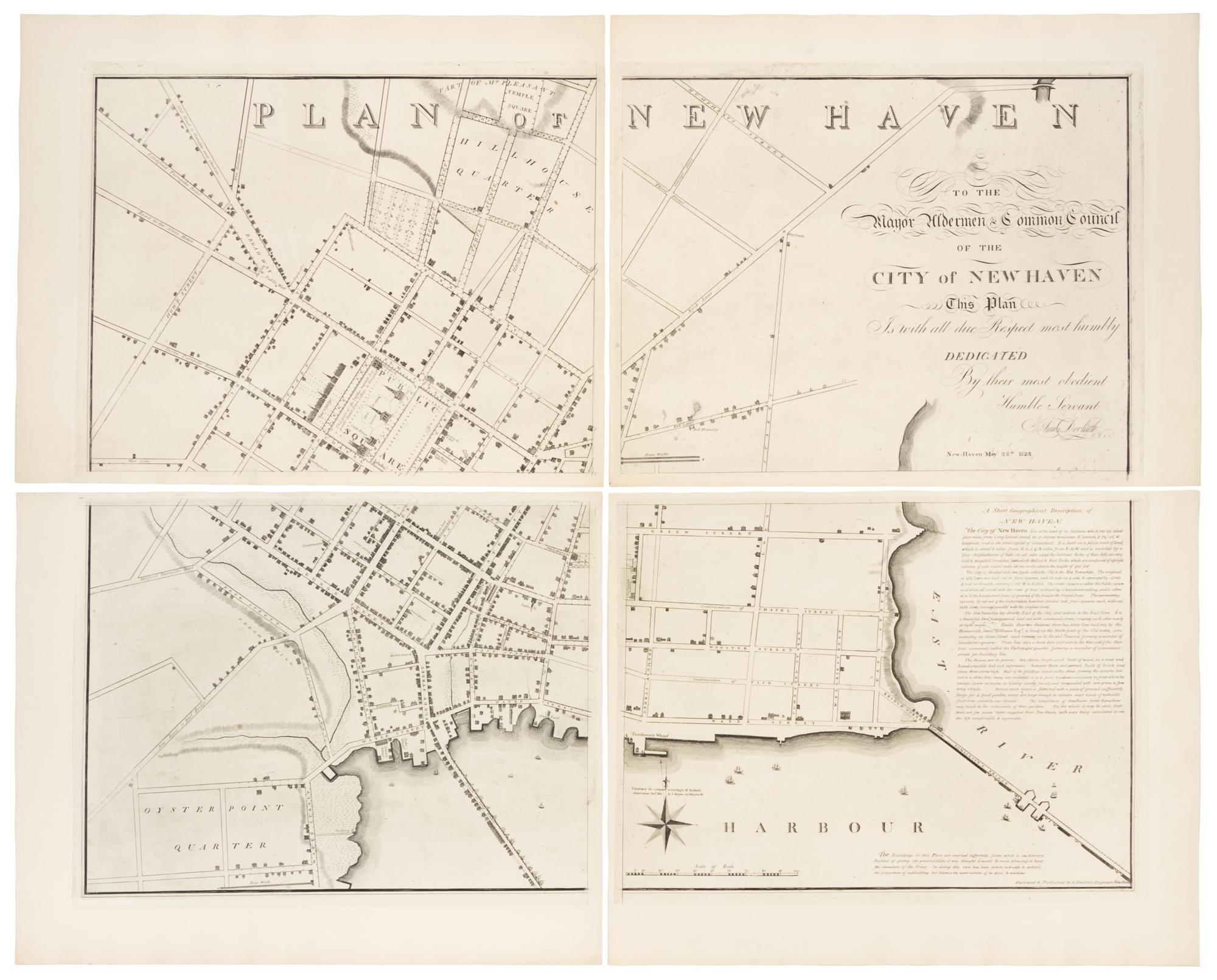 DOOLITTLE, Amos (1754-1832). Plan of New Haven. [New Haven?:] n.p., n.d. [ca early 20th-century].