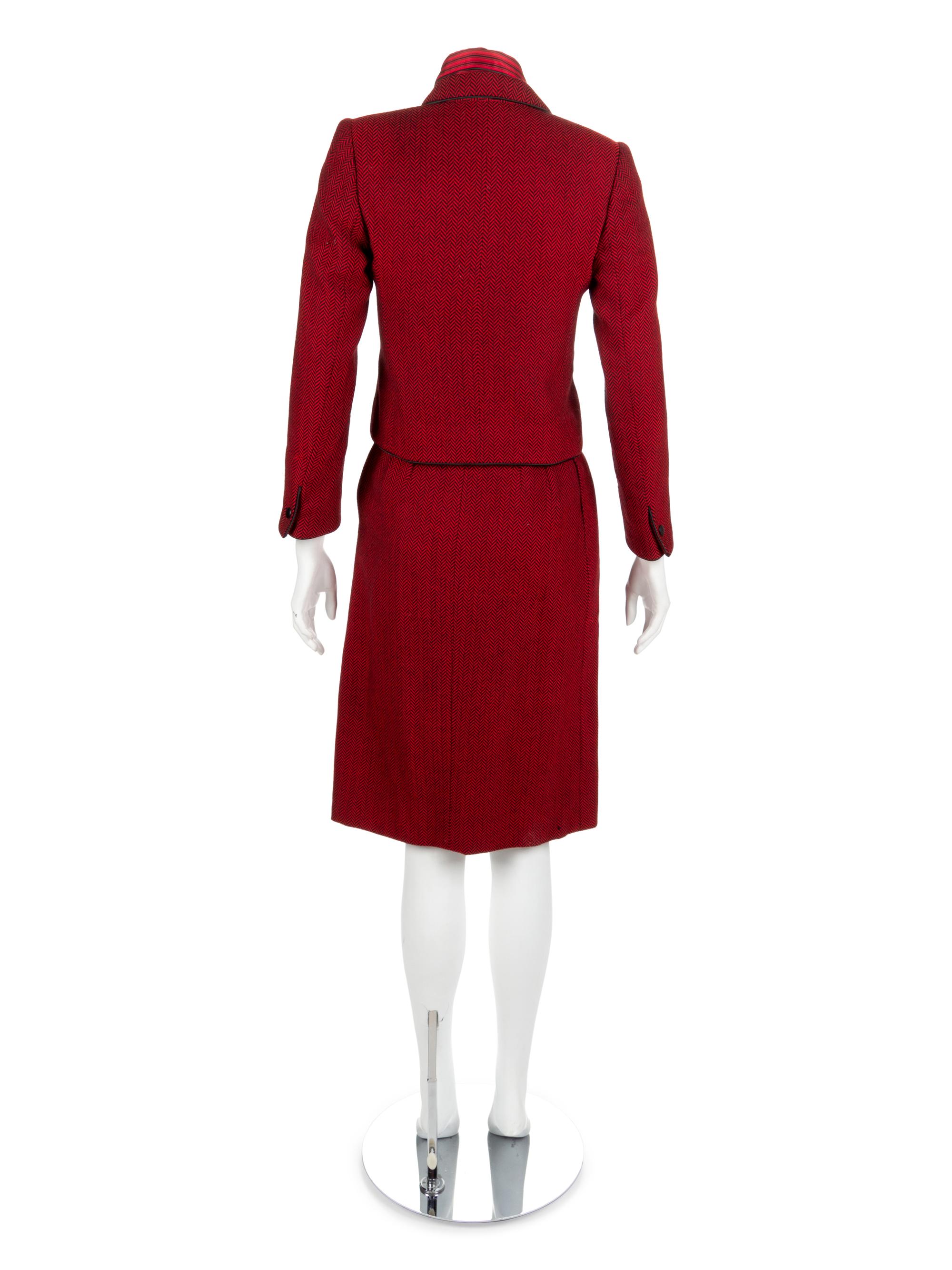 A Nina Ricci Red Tweed Wool Skirt Suit, 1980s
