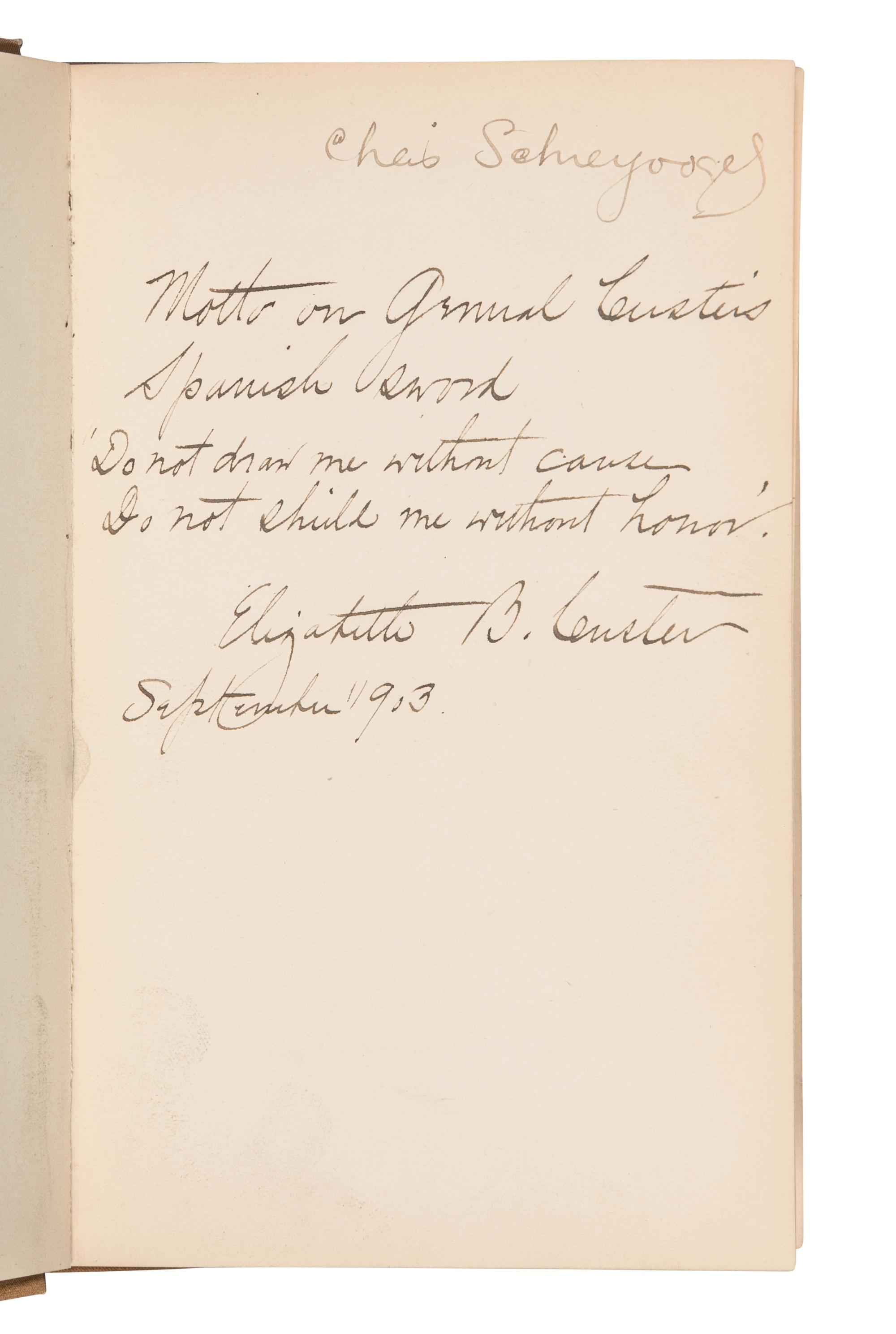 CUSTER, Elizabeth Bacon (1842-1933). Boots and Saddles . New York: Harper & Brothers, 1885.